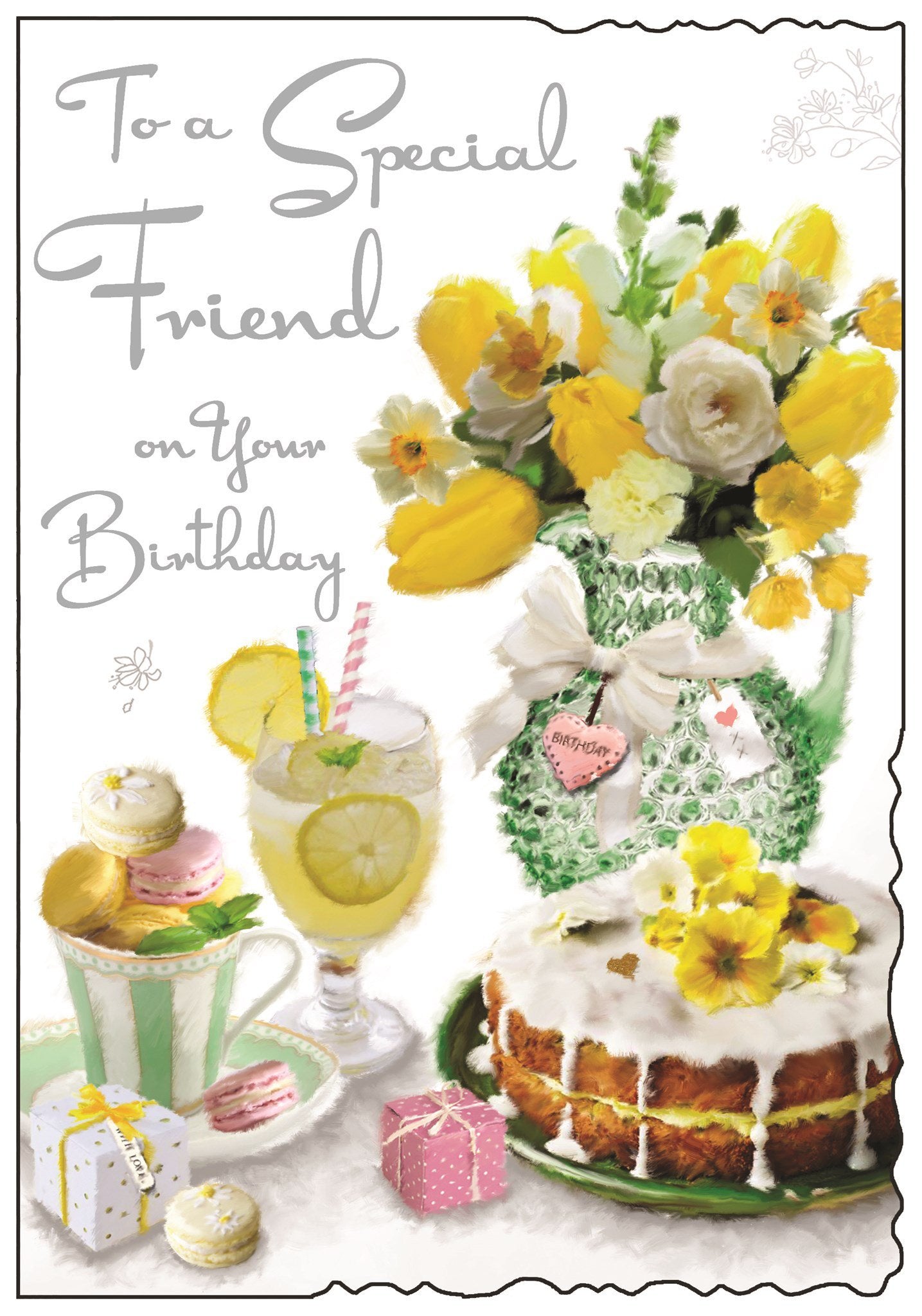 Front of Special Friend Lemon Cake Birthday Greetings Card