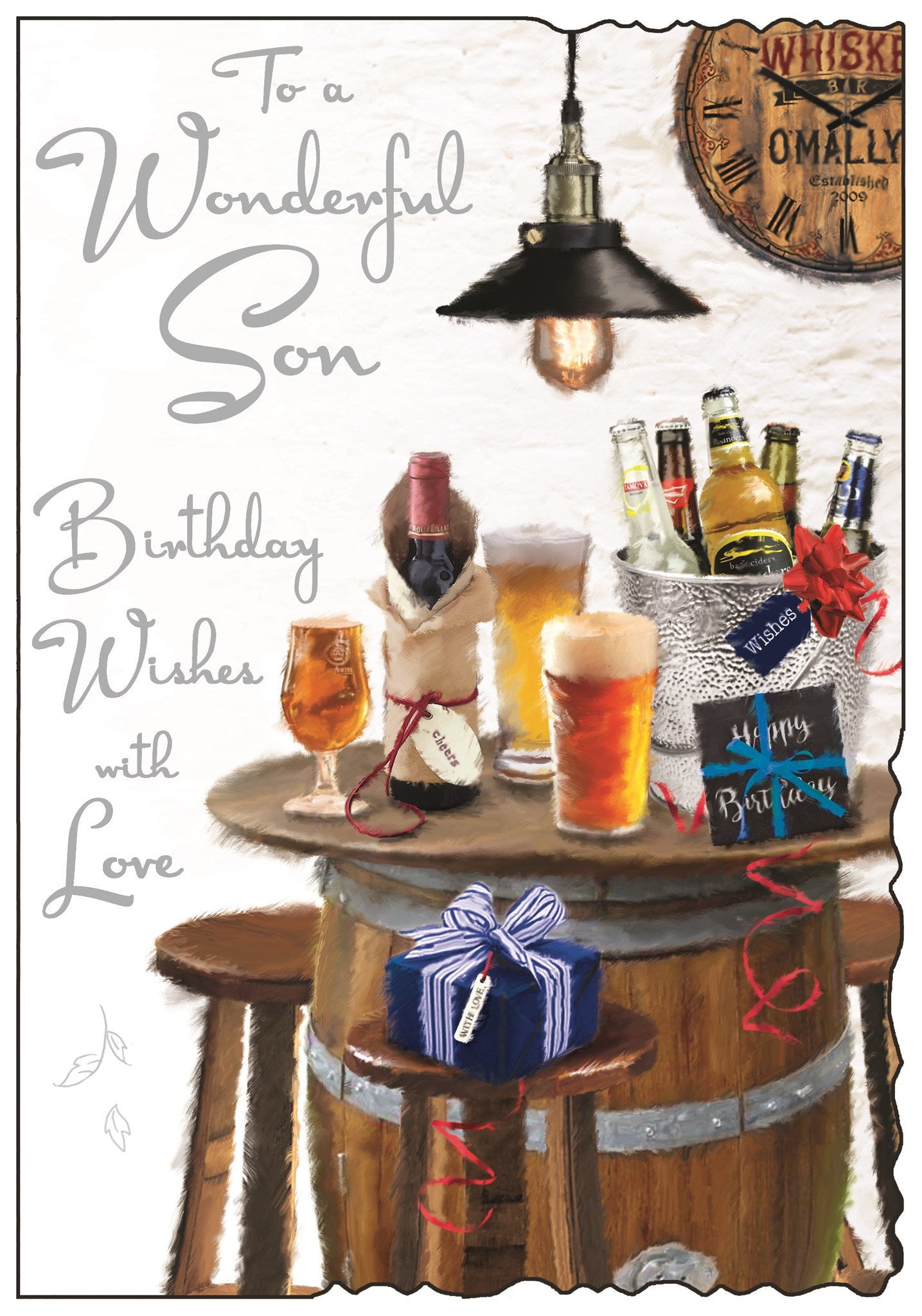 Front of Son Beer Barrel Birthday Greetings Card