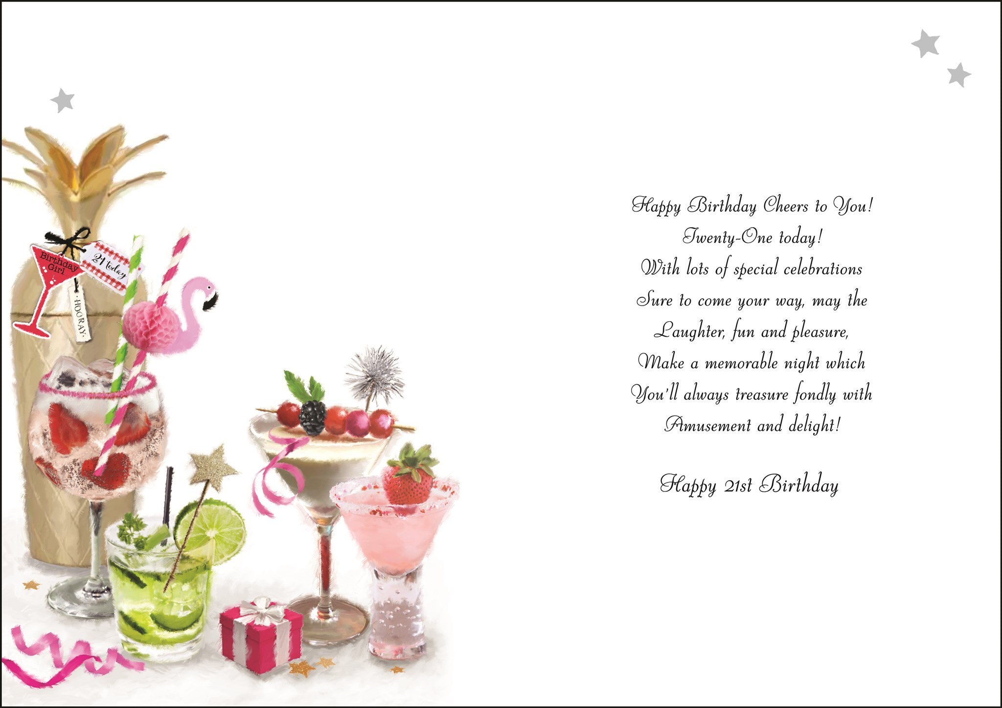Inside of 21st Birthday Cocktail Shaker Birthday Greetings Card