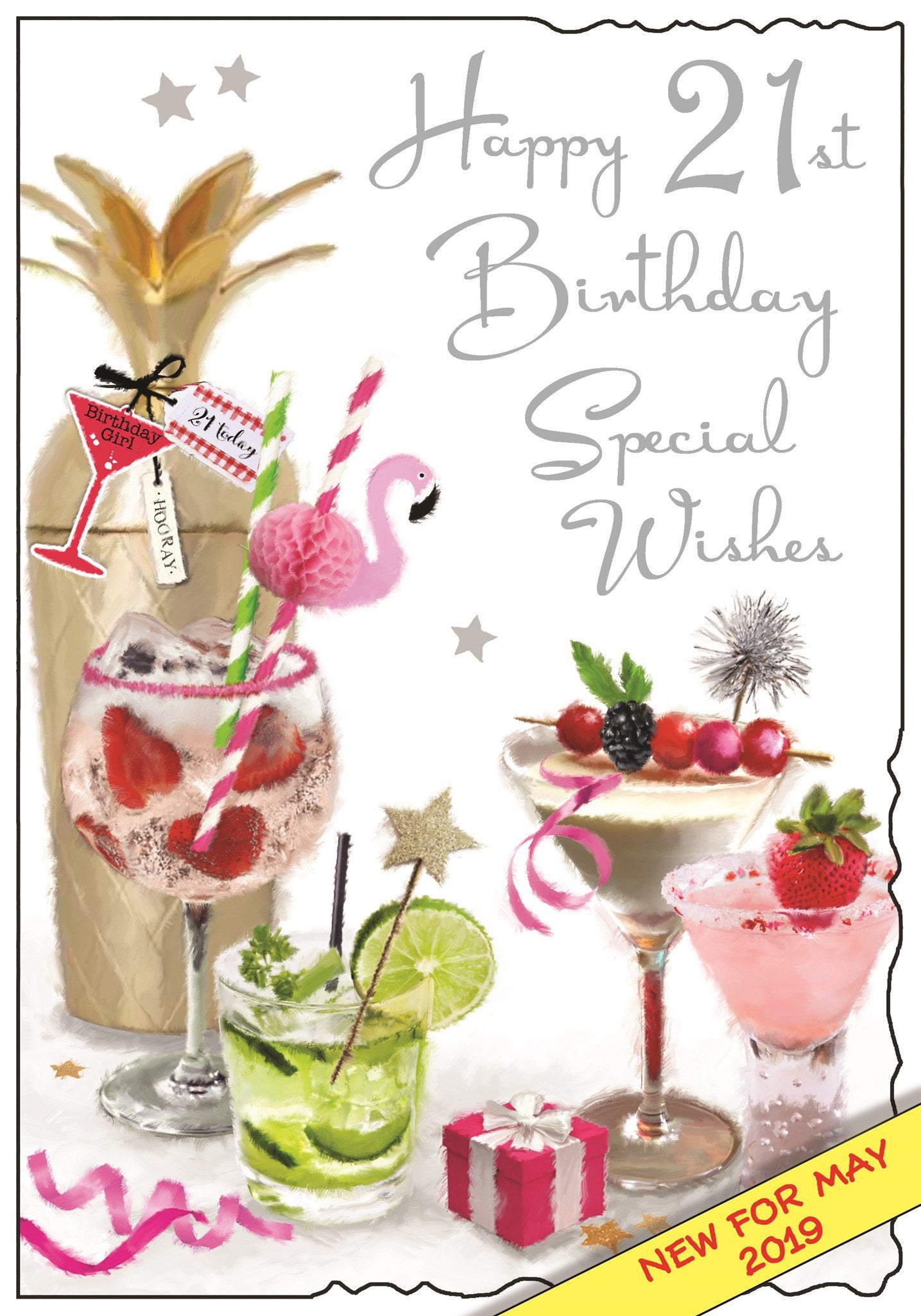 Front of 21st Birthday Cocktail Shaker Birthday Greetings Card