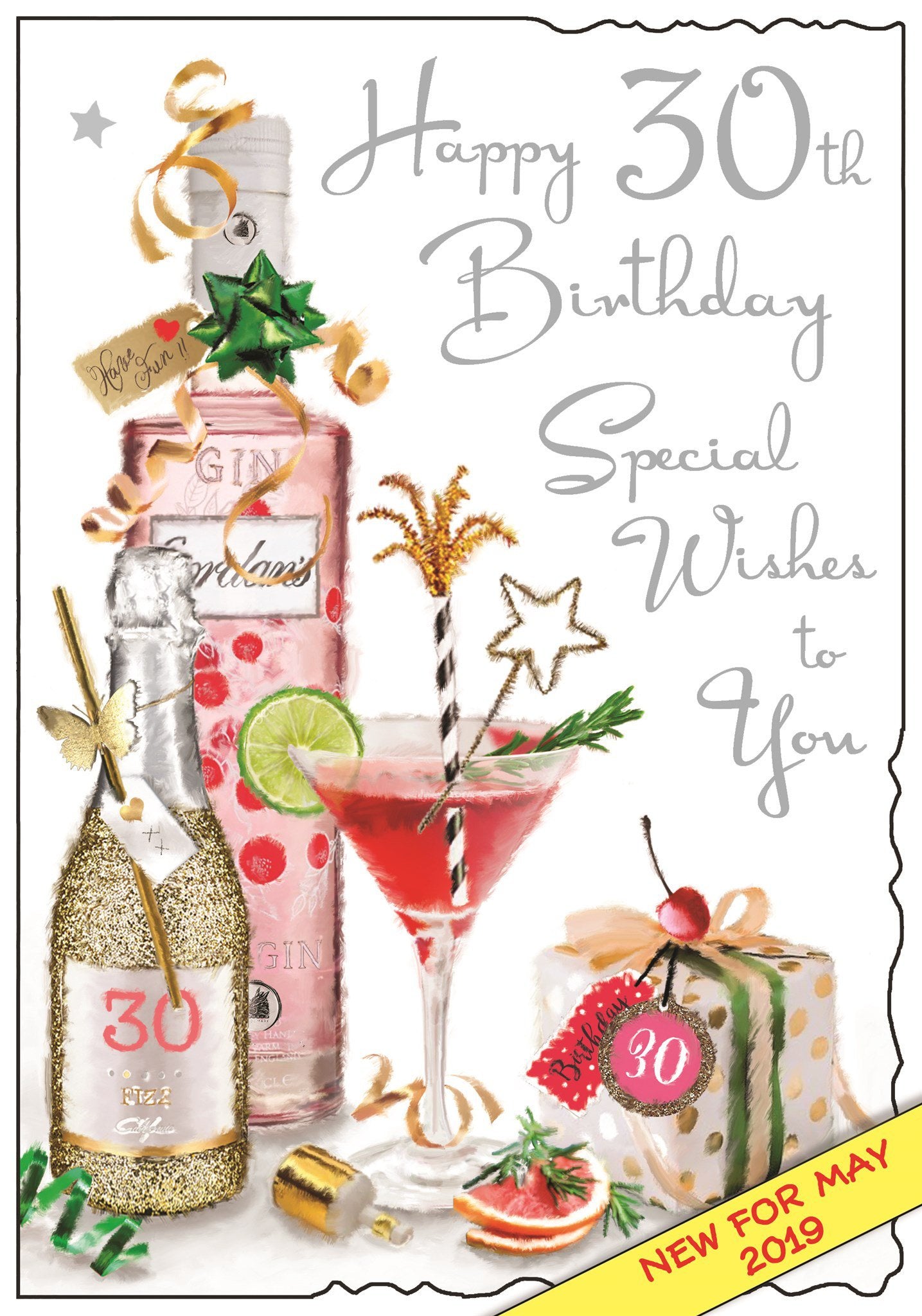 Front of 30th Birthday Gin Birthday Greetings Card