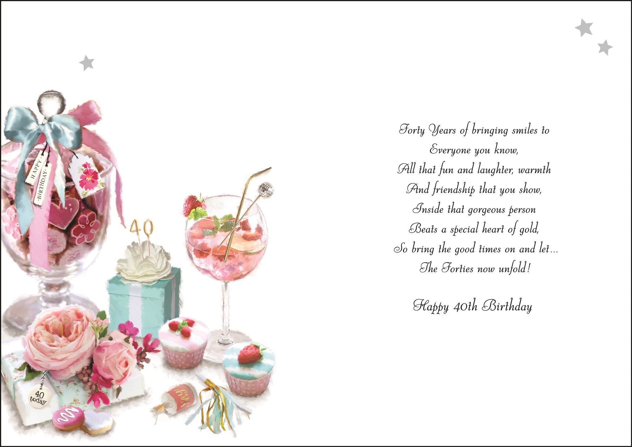 Inside of 40th Birthday Biscuit Jar Birthday Greetings Card