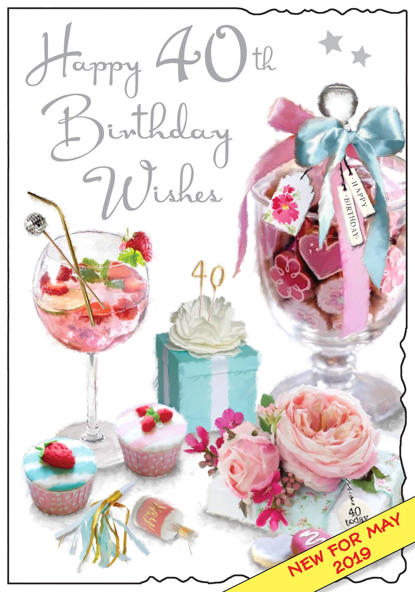 Front of 40th Birthday Biscuit Jar Birthday Greetings Card