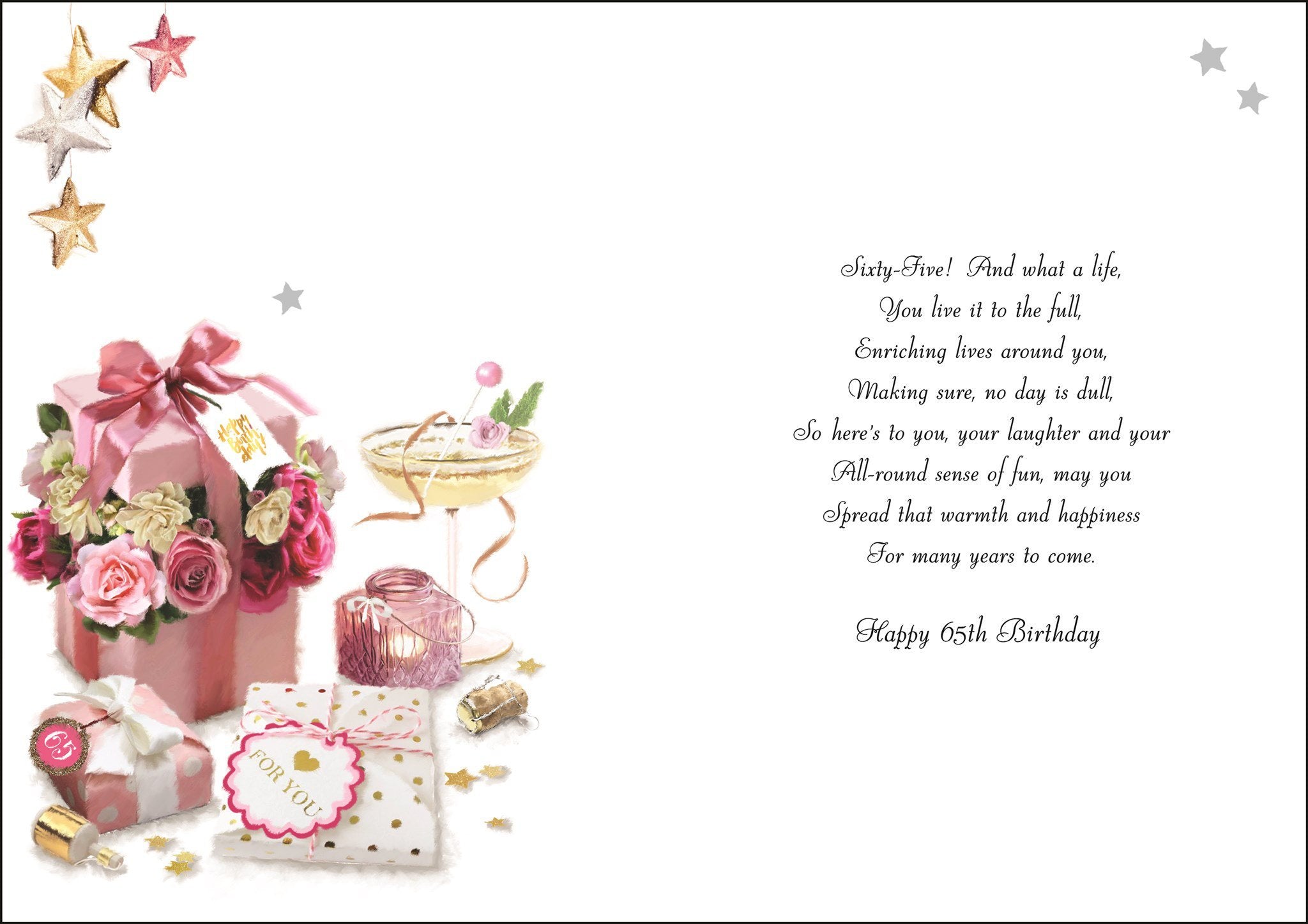 Inside of 65th Birthday Flower Box Birthday Greetings Card