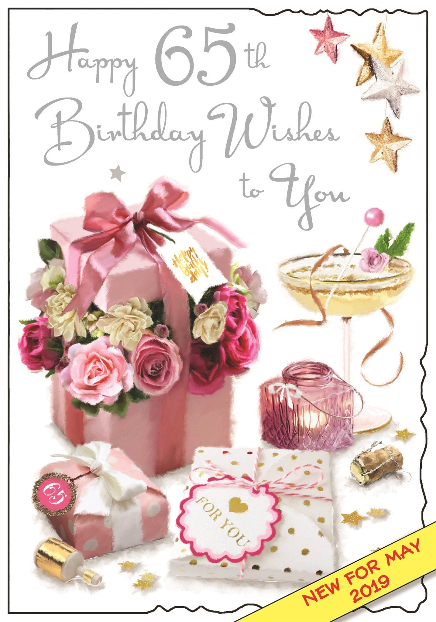 Front of 65th Birthday Flower Box Birthday Greetings Card