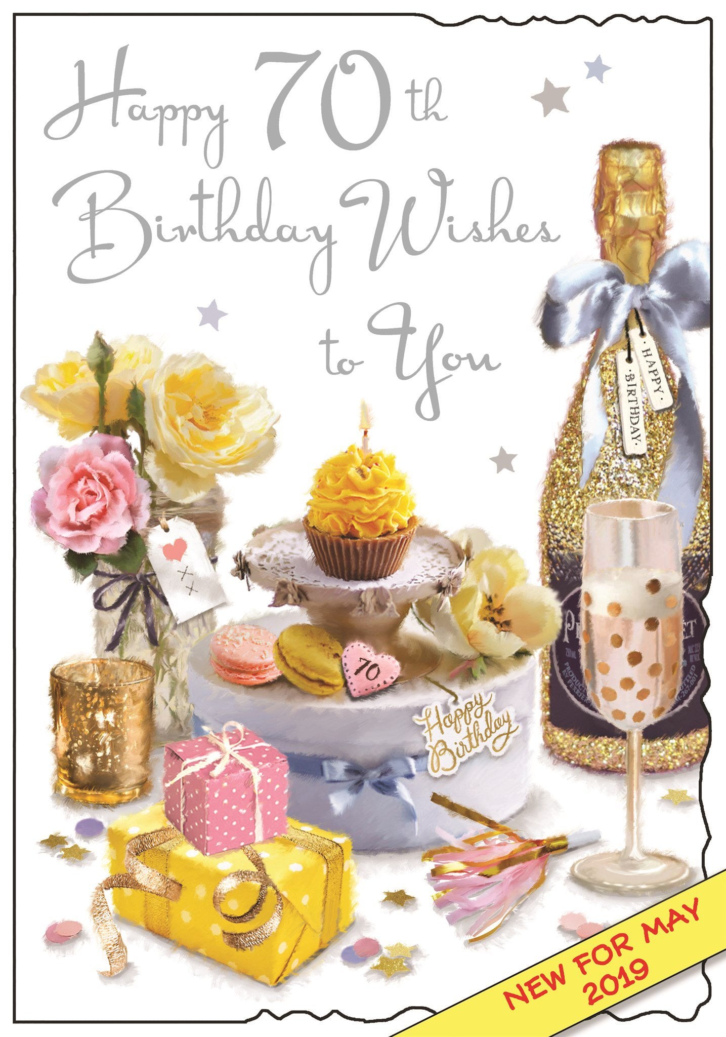 Front of 70th Birthday Spotty Glass Birthday Greetings Card