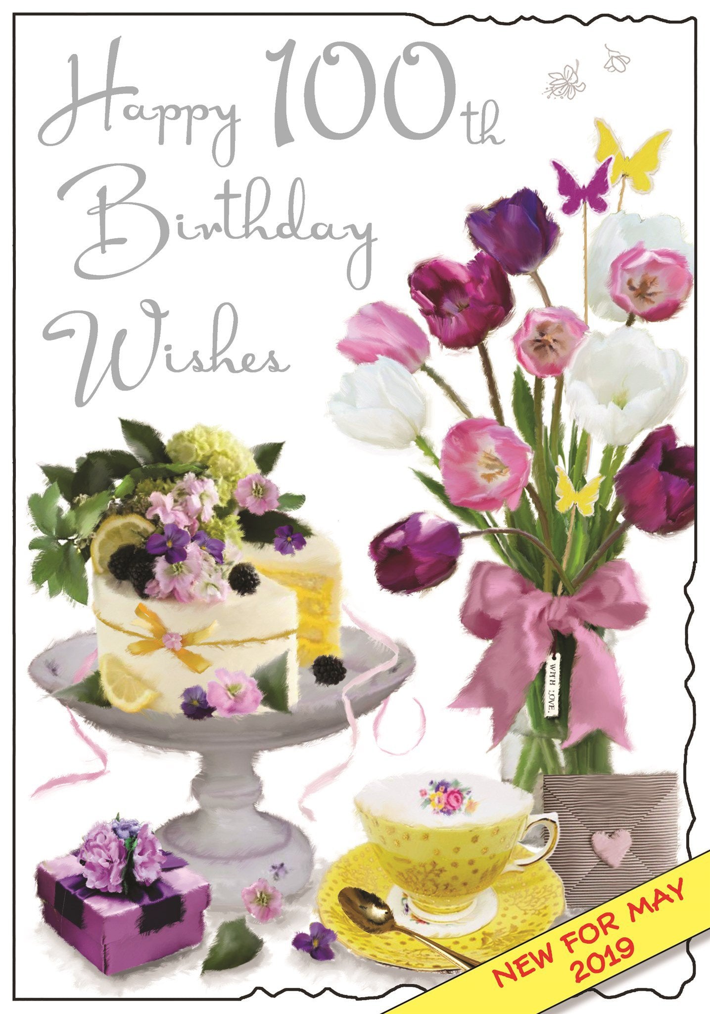 Front of 100th Birthday Tulips Birthday Greetings Card