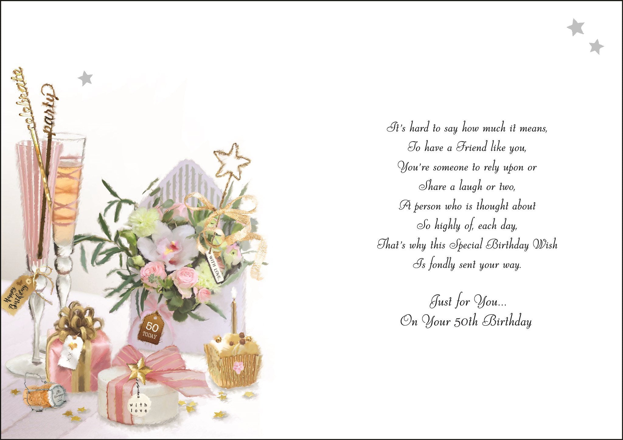 Inside of Special Friend 50th Envelope Birthday Greetings Card