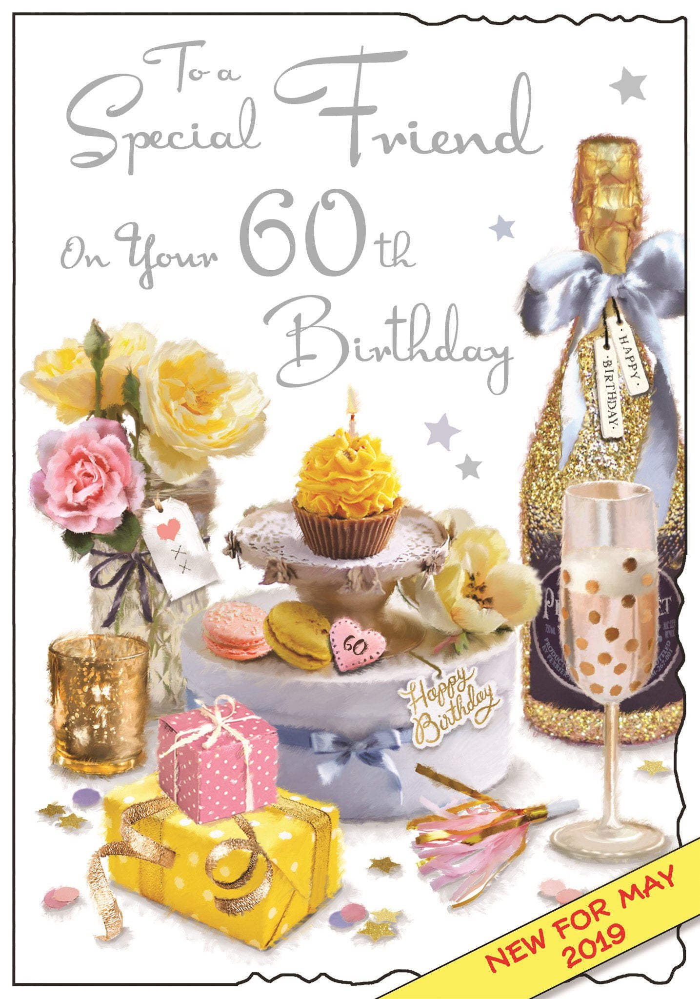 Front of Special Friend 60th Spotty Glass Birthday Greetings Card