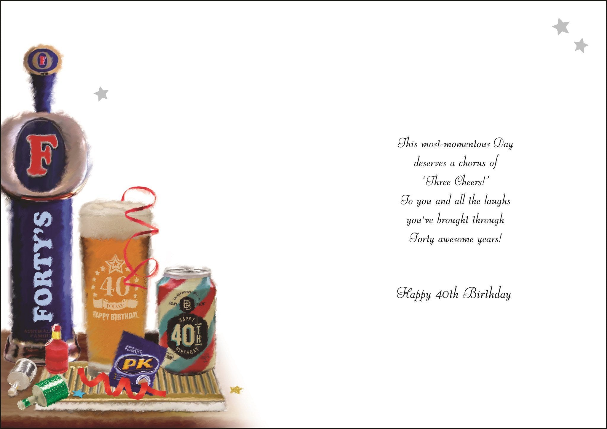 Inside of 40th Birthday Beer Pump Birthday Greetings Card