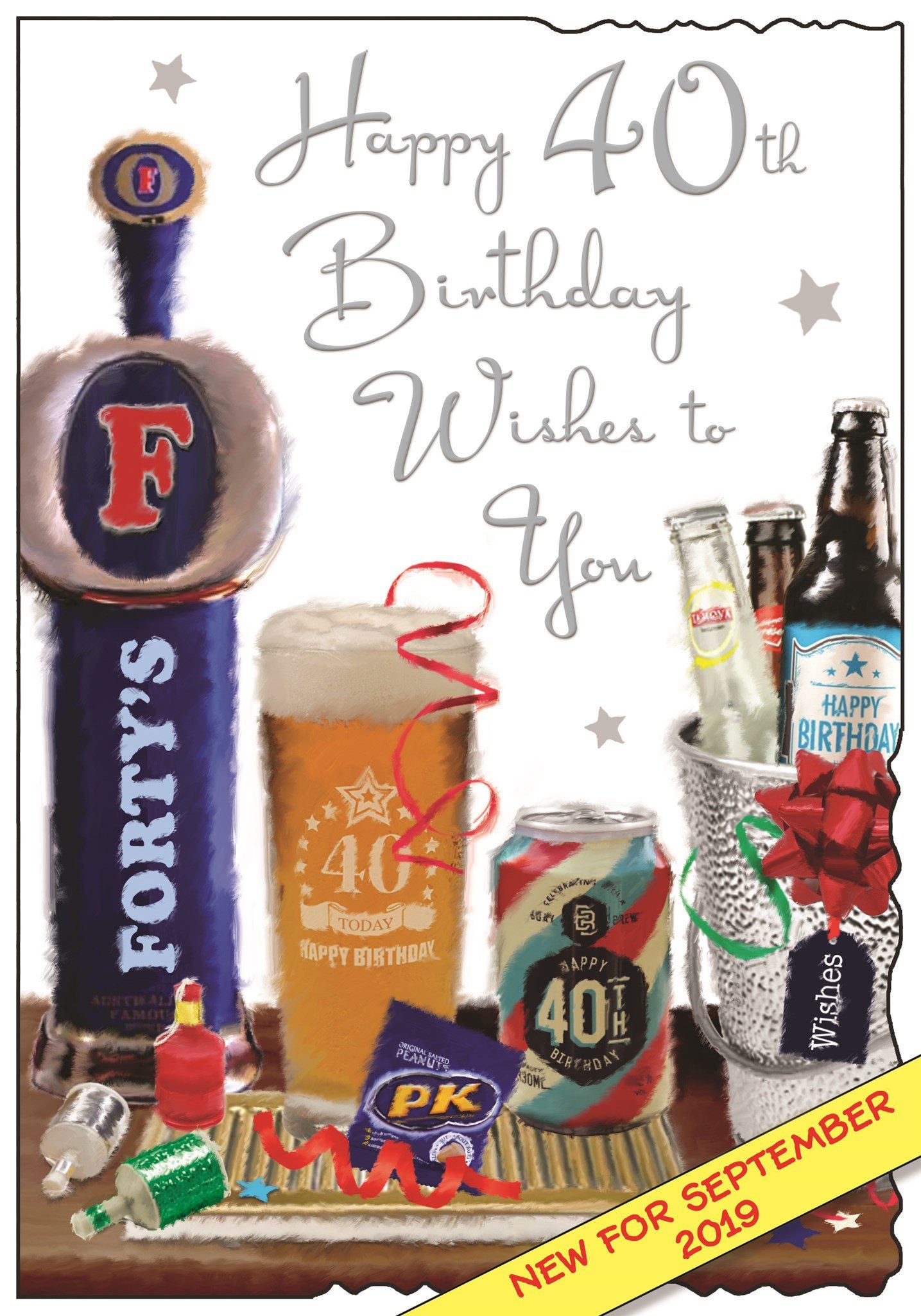 Front of 40th Birthday Beer Pump Birthday Greetings Card