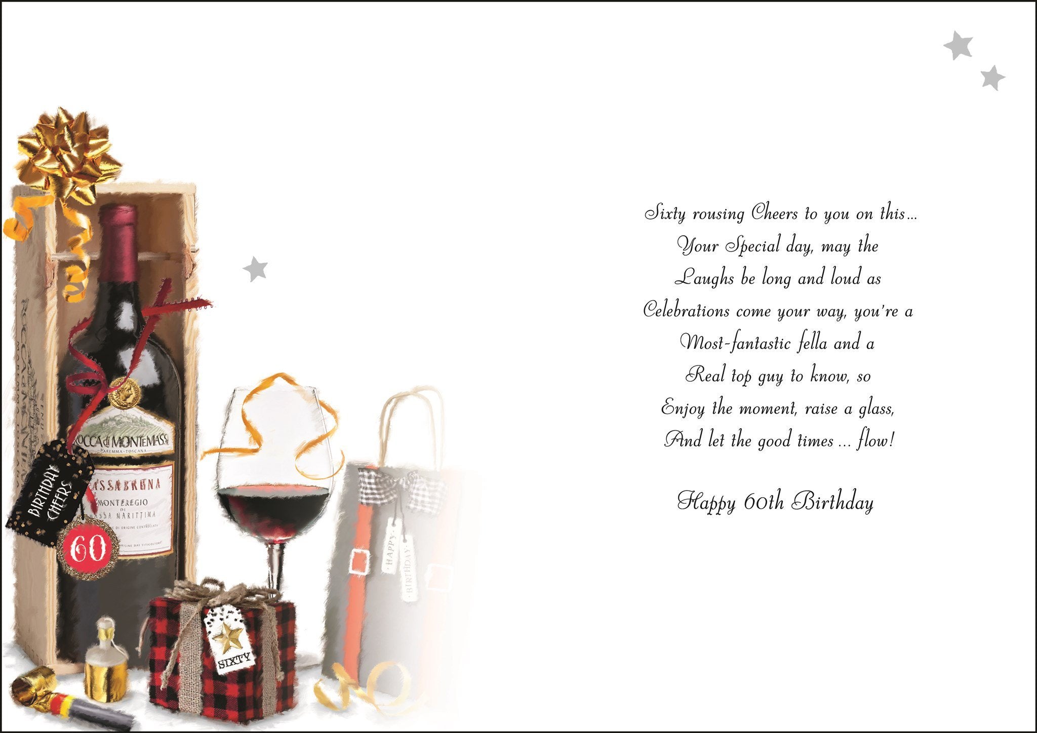 Inside of 60th Birthday Wooden Case Birthday Greetings Card