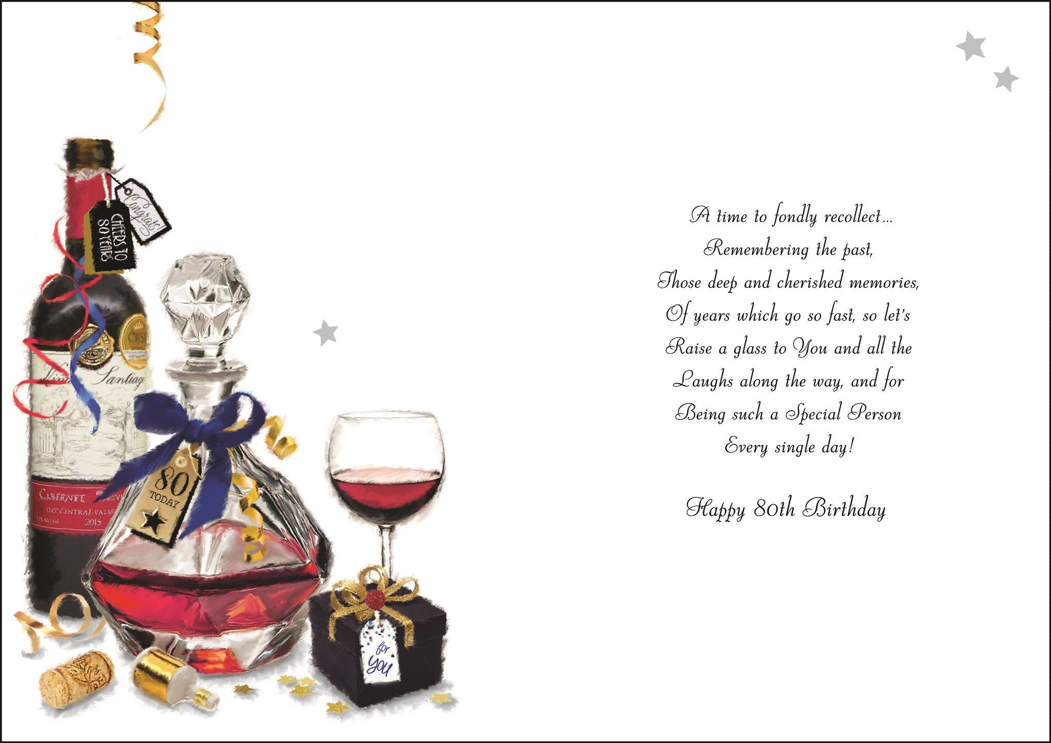 Inside of 80th Birthday Decanter Birthday Greetings Card