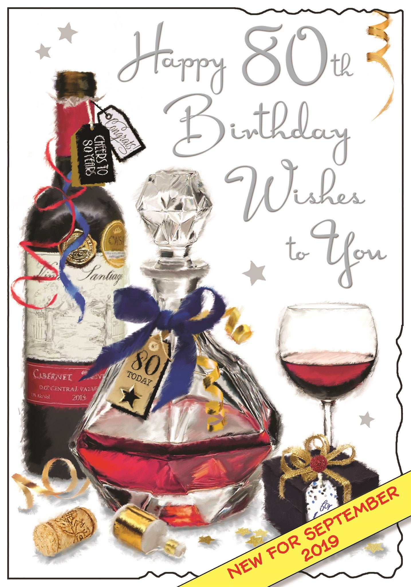 Front of 80th Birthday Decanter Birthday Greetings Card