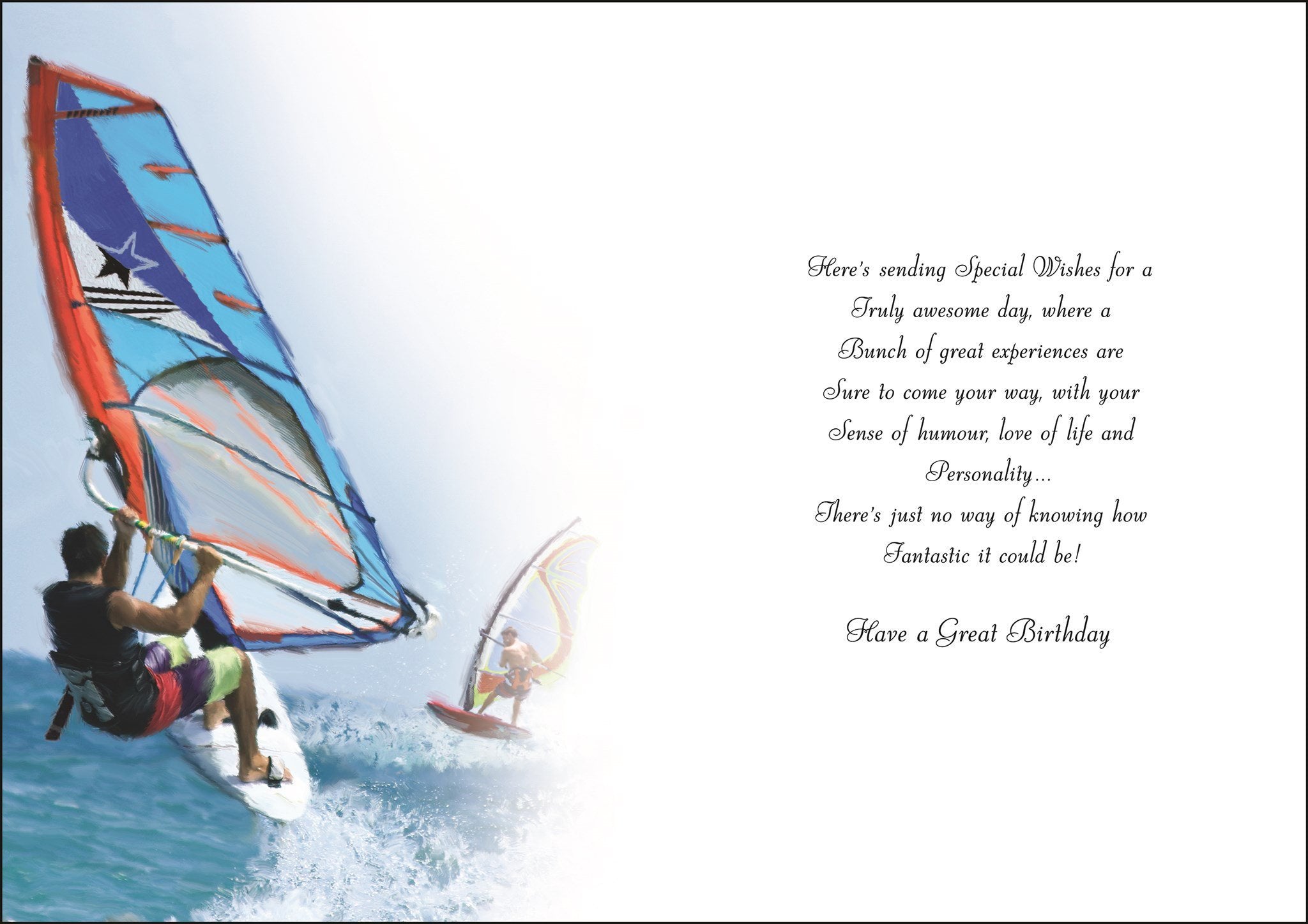 Inside of Grandson Windsurfer Birthday Greetings Card