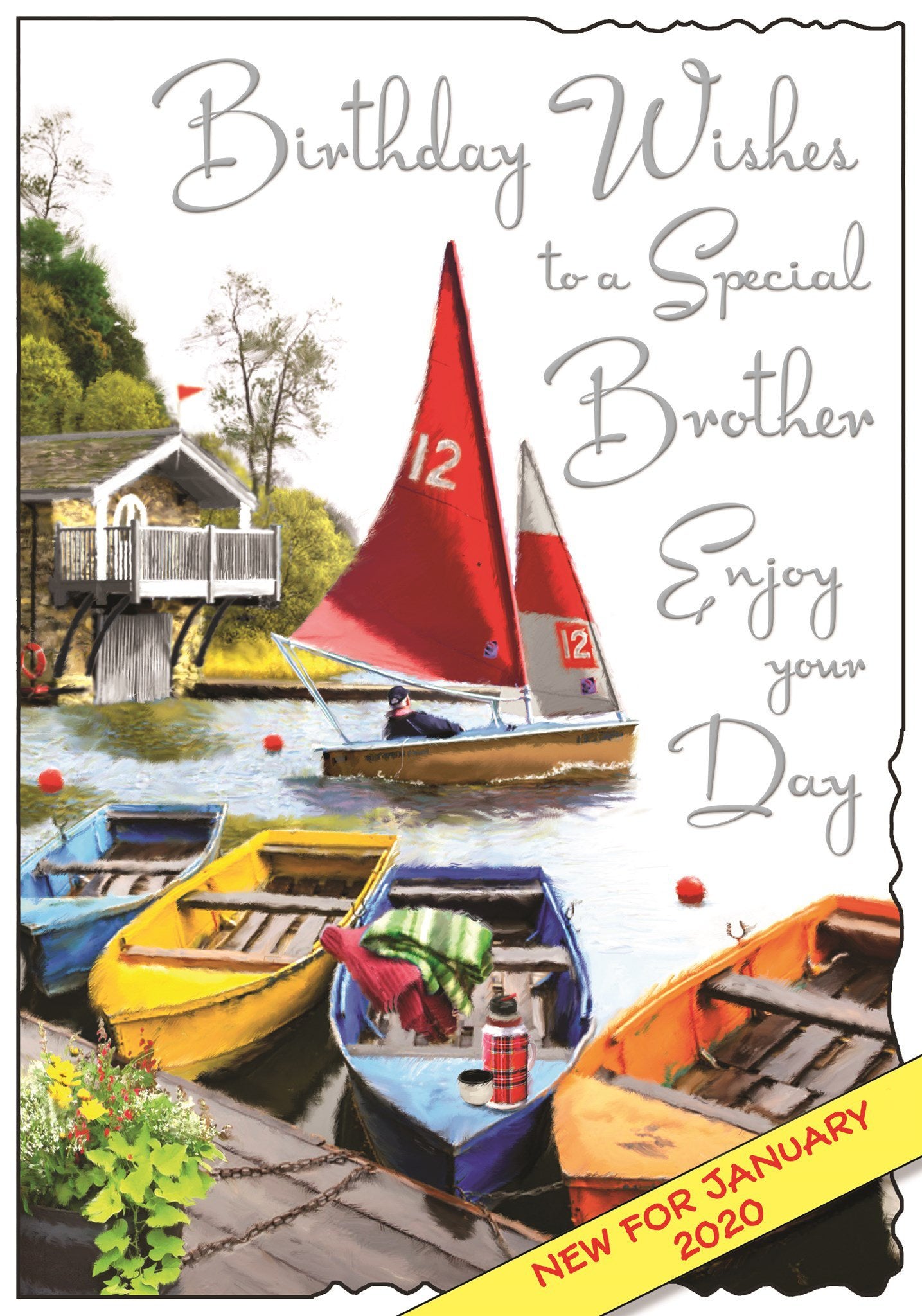 Front of Brother Boats Birthday Greetings Card