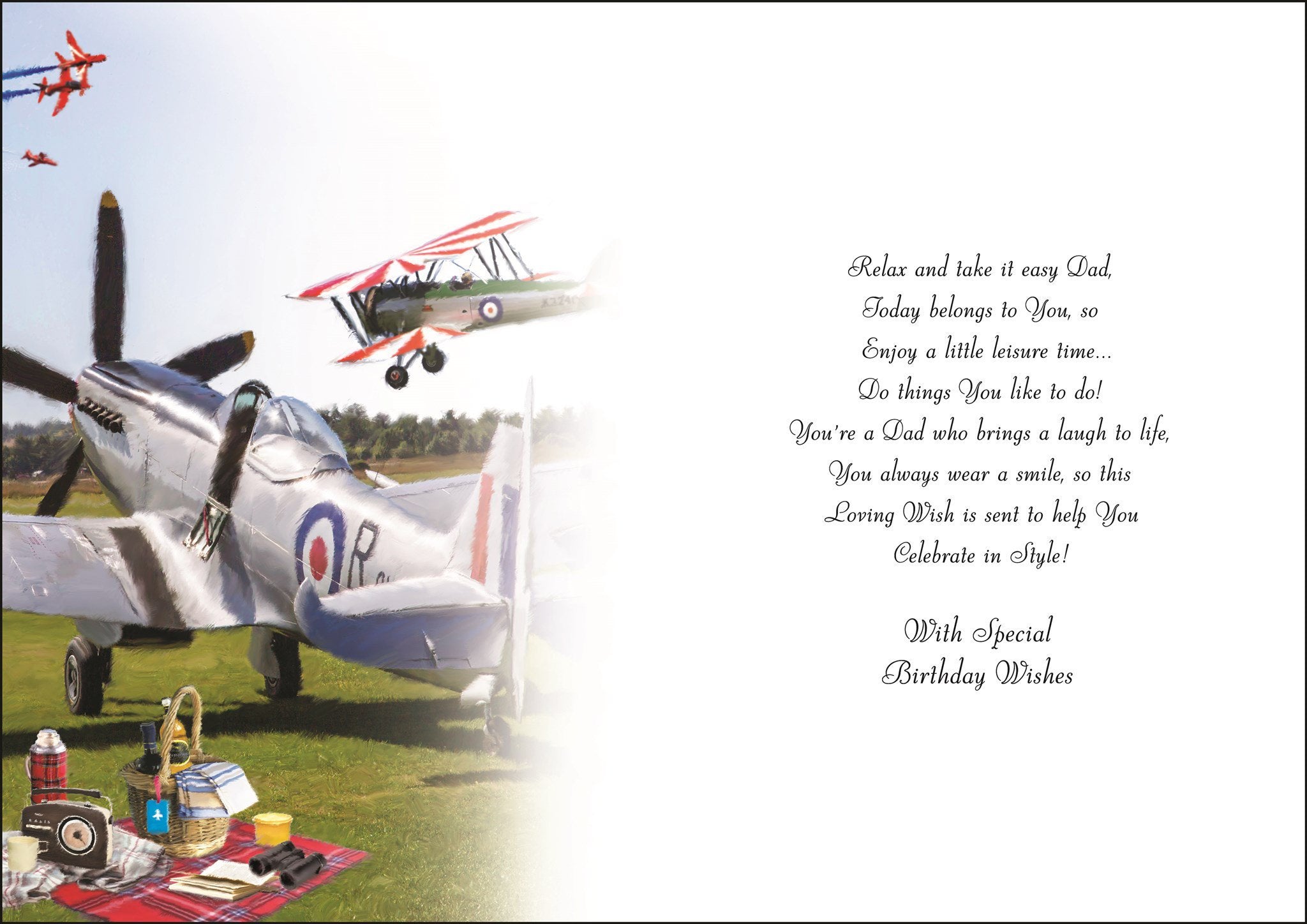 Inside of Dad Planes Birthday Greetings Card