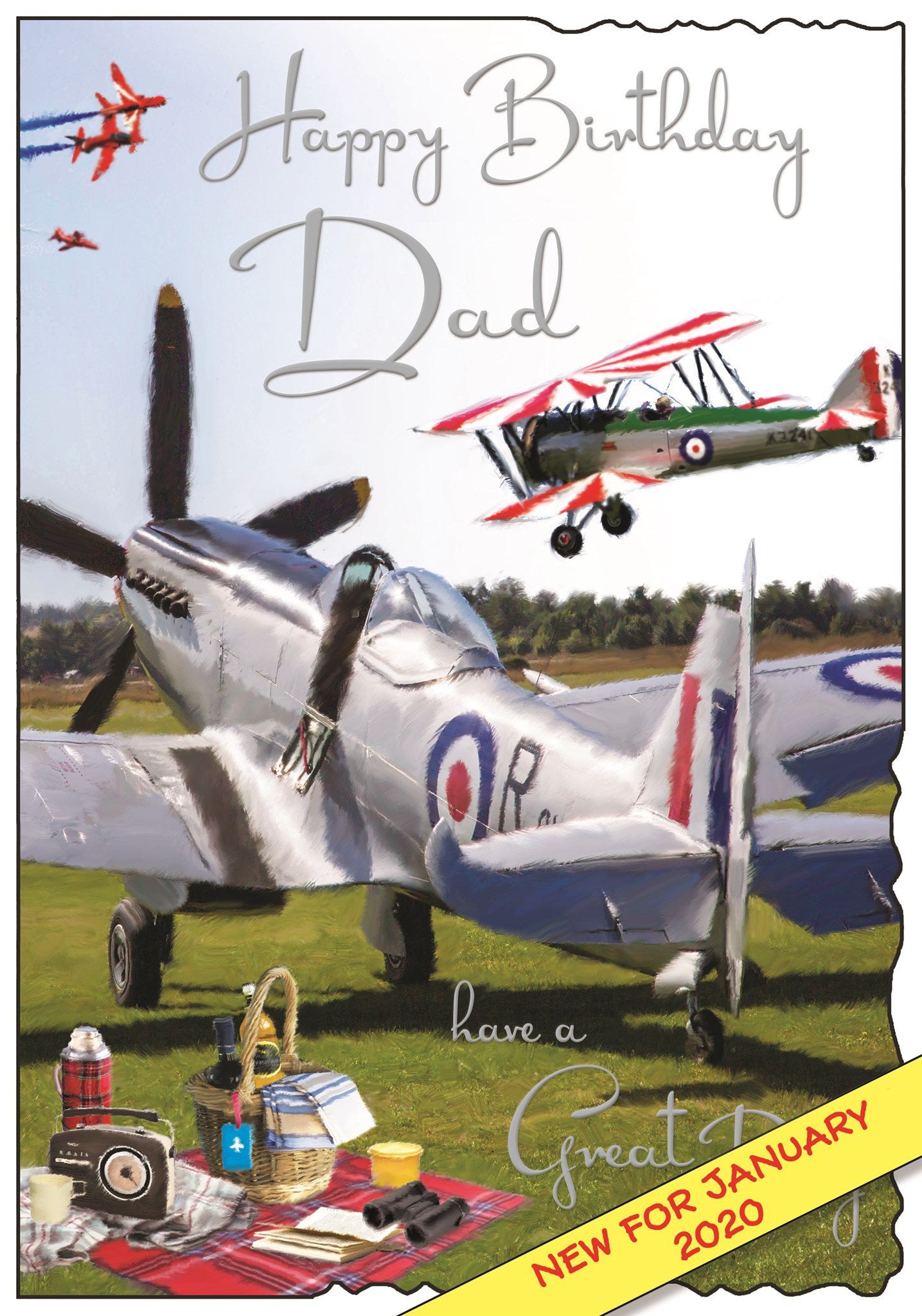 Front of Dad Planes Birthday Greetings Card