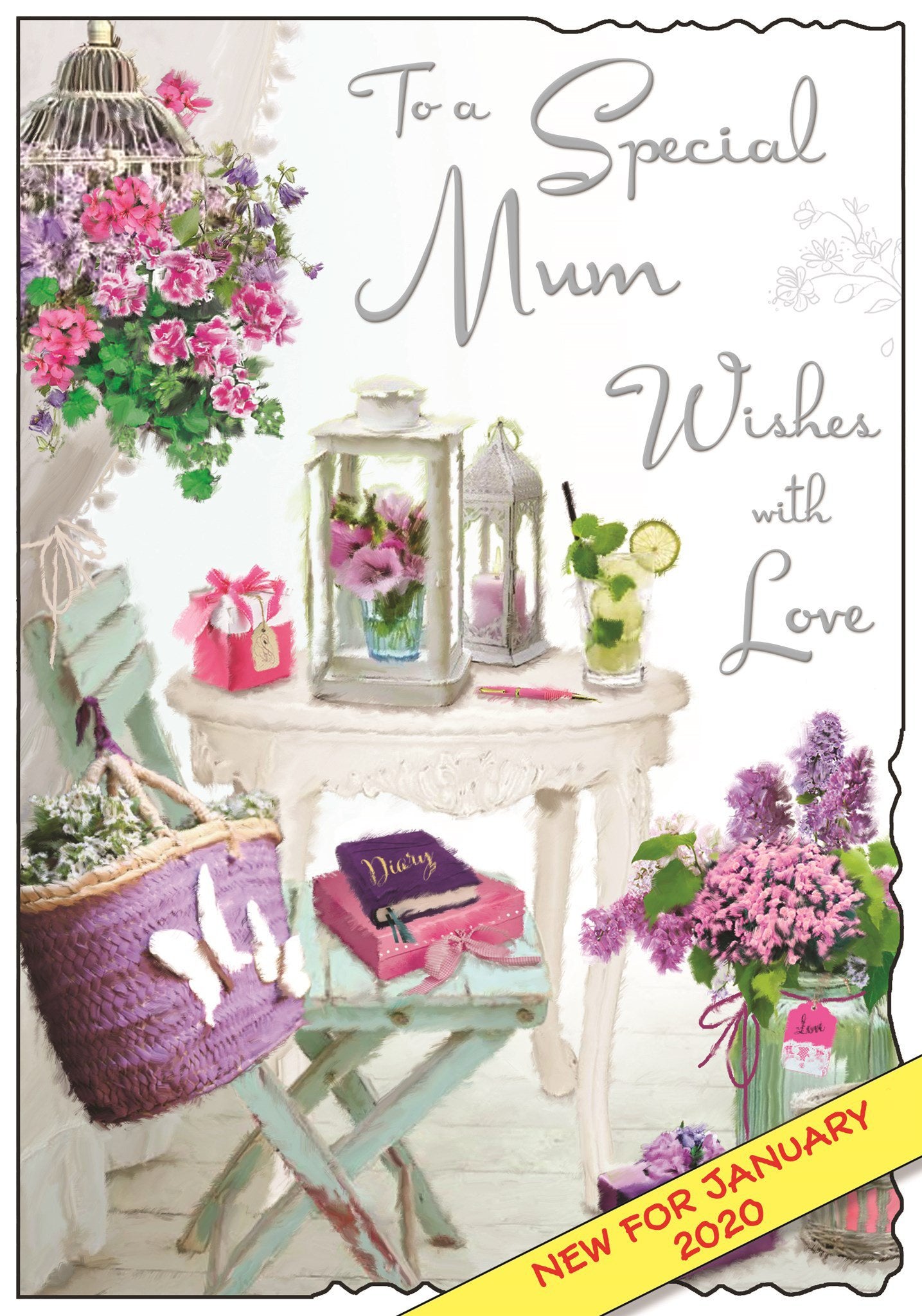 Front of Mum Mint Chair Birthday Greetings Card