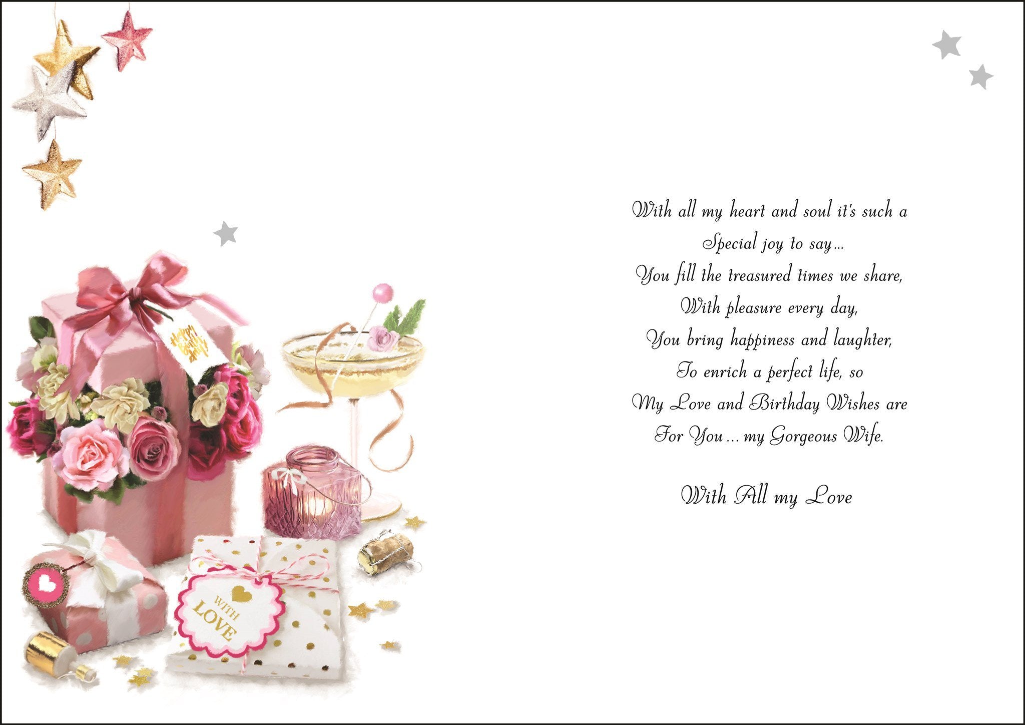 Inside of Wife Flower Box Birthday Greetings Card