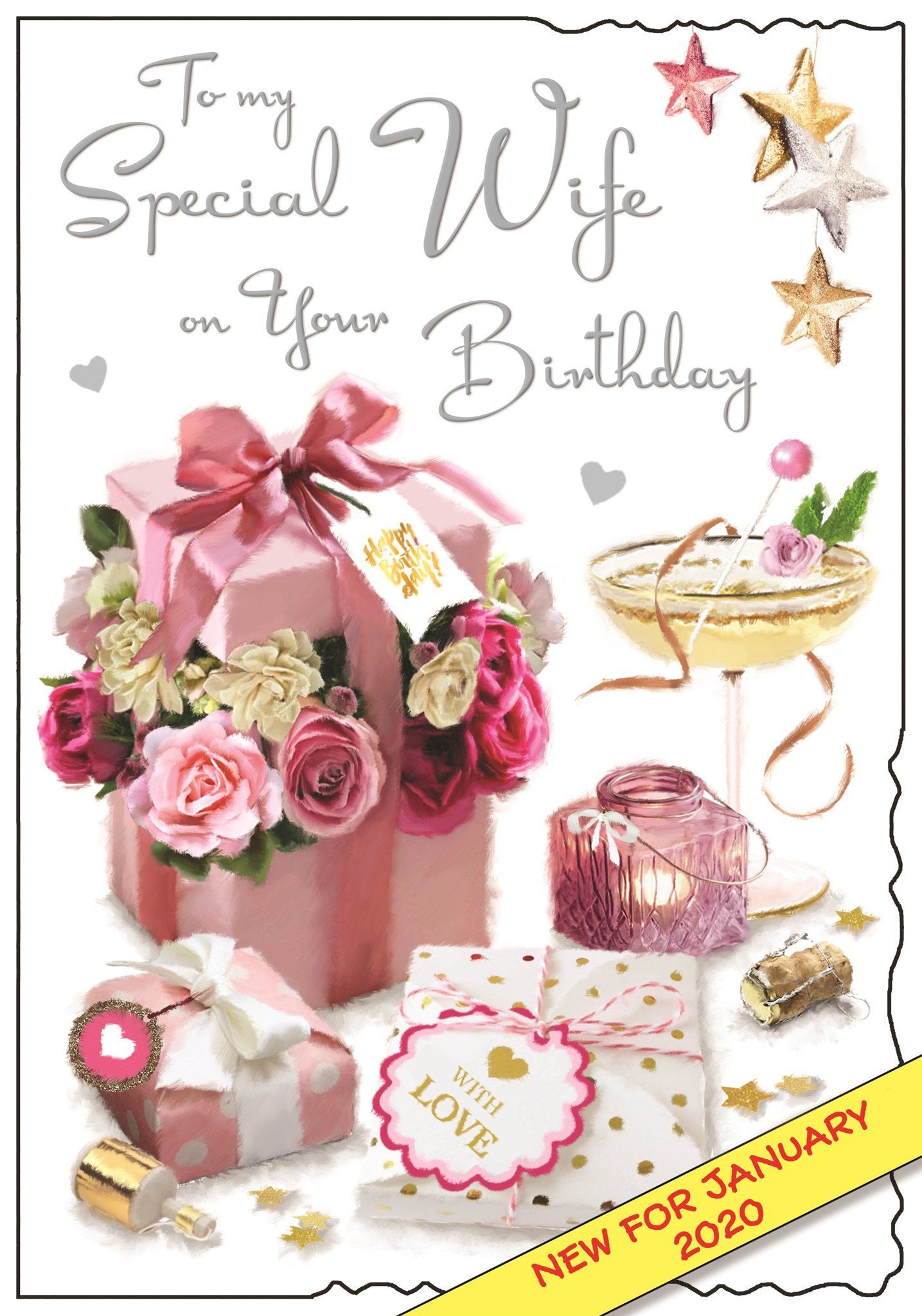 Front of Wife Flower Box Birthday Greetings Card