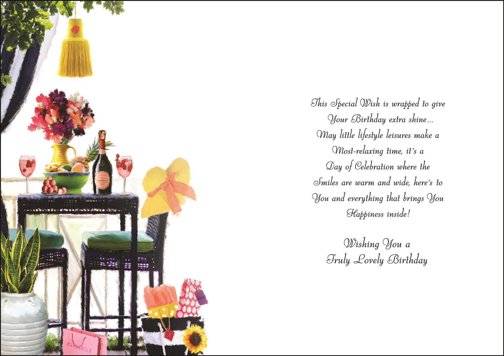 Inside of Sister in Law Yellow Hat Birthday Greetings Card