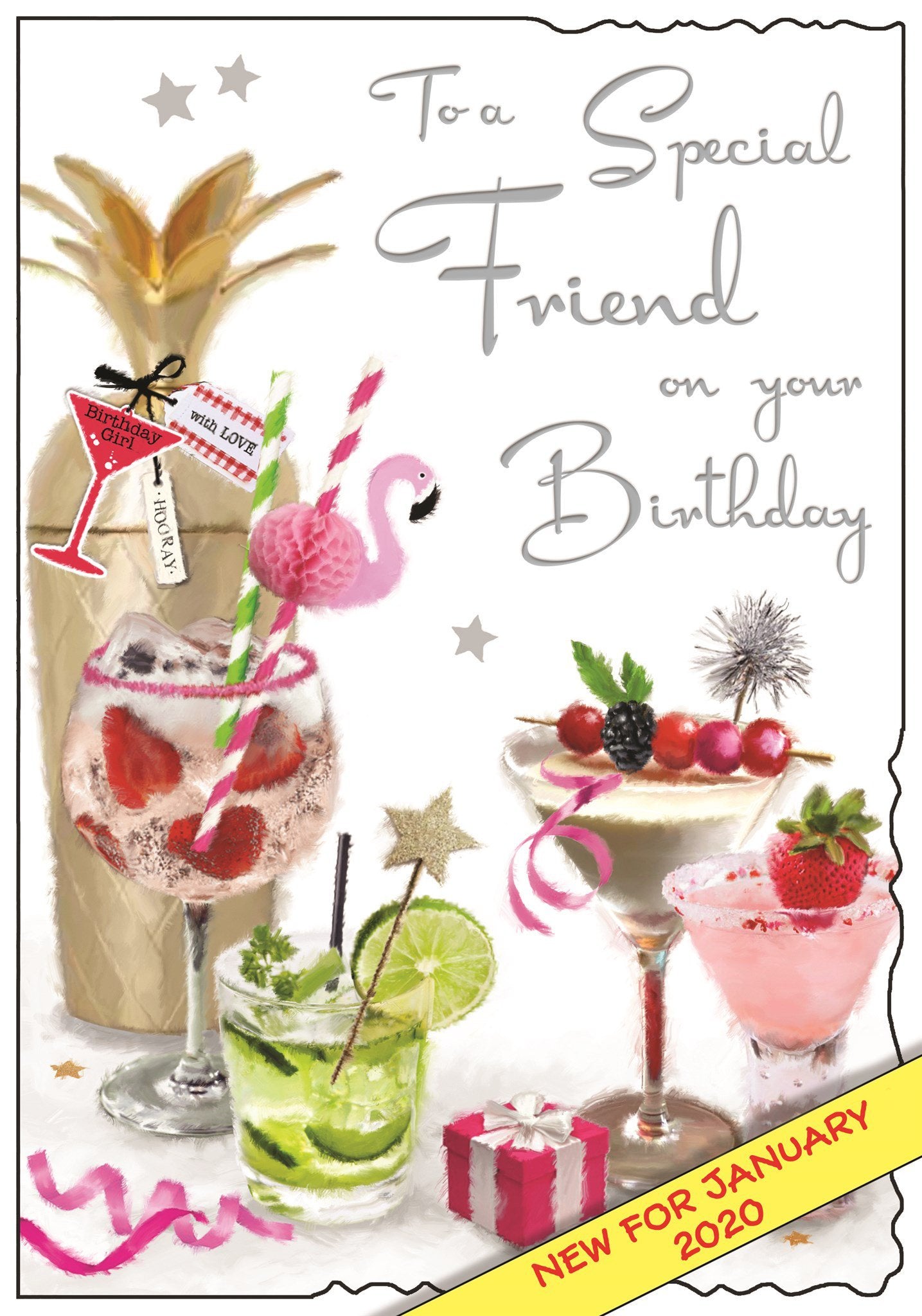 Front of Special Friend Cocktail Shaker Birthday Greetings Card