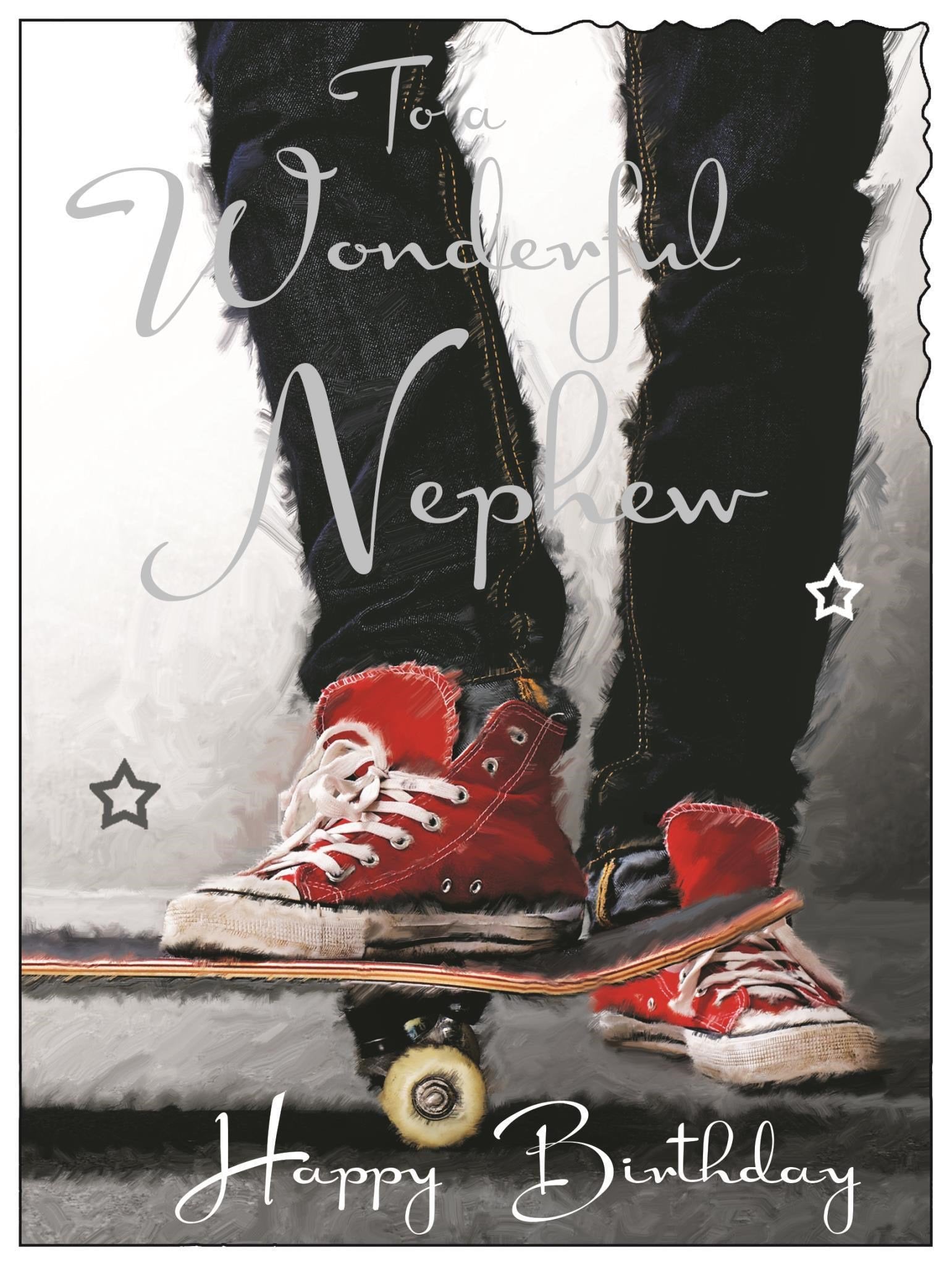 Front of Nephew Skateboard Birthday Greetings Card
