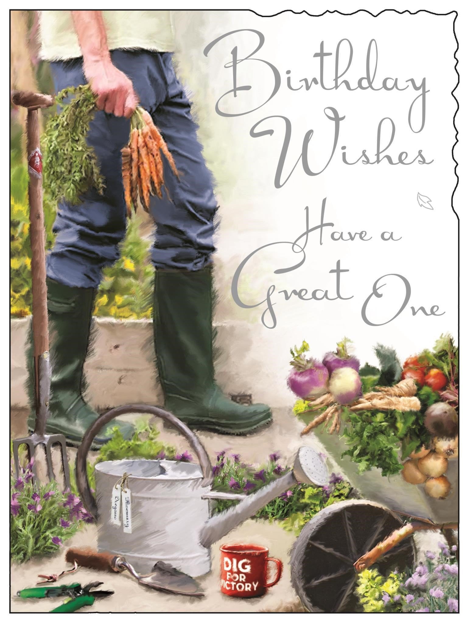 Front of Open Male Birthday Gardening Greetings Card
