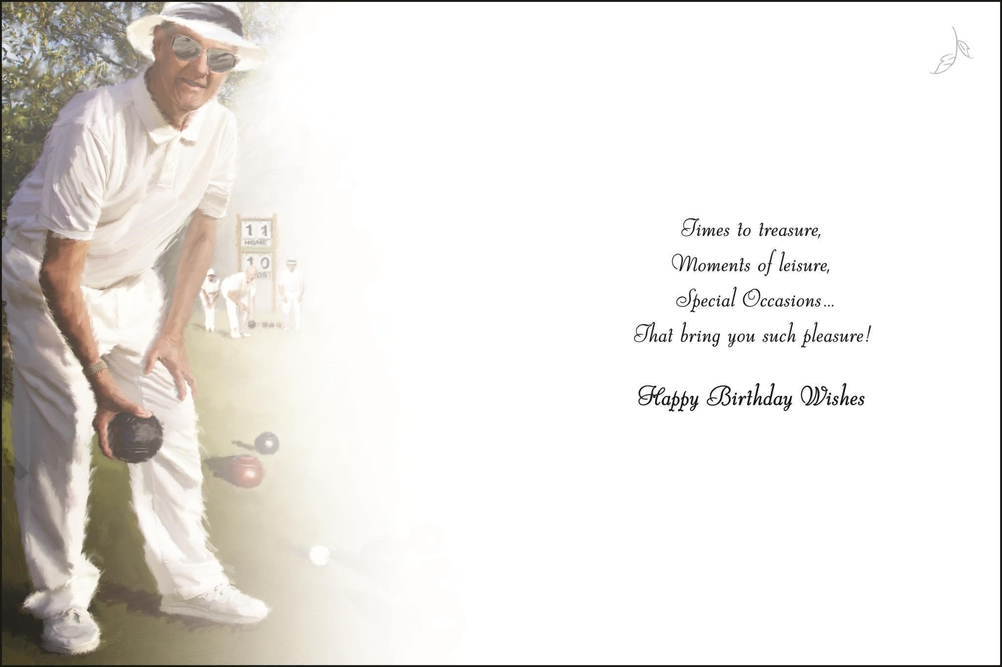 Inside of Open Male Birthday Green Bowling Greetings Card