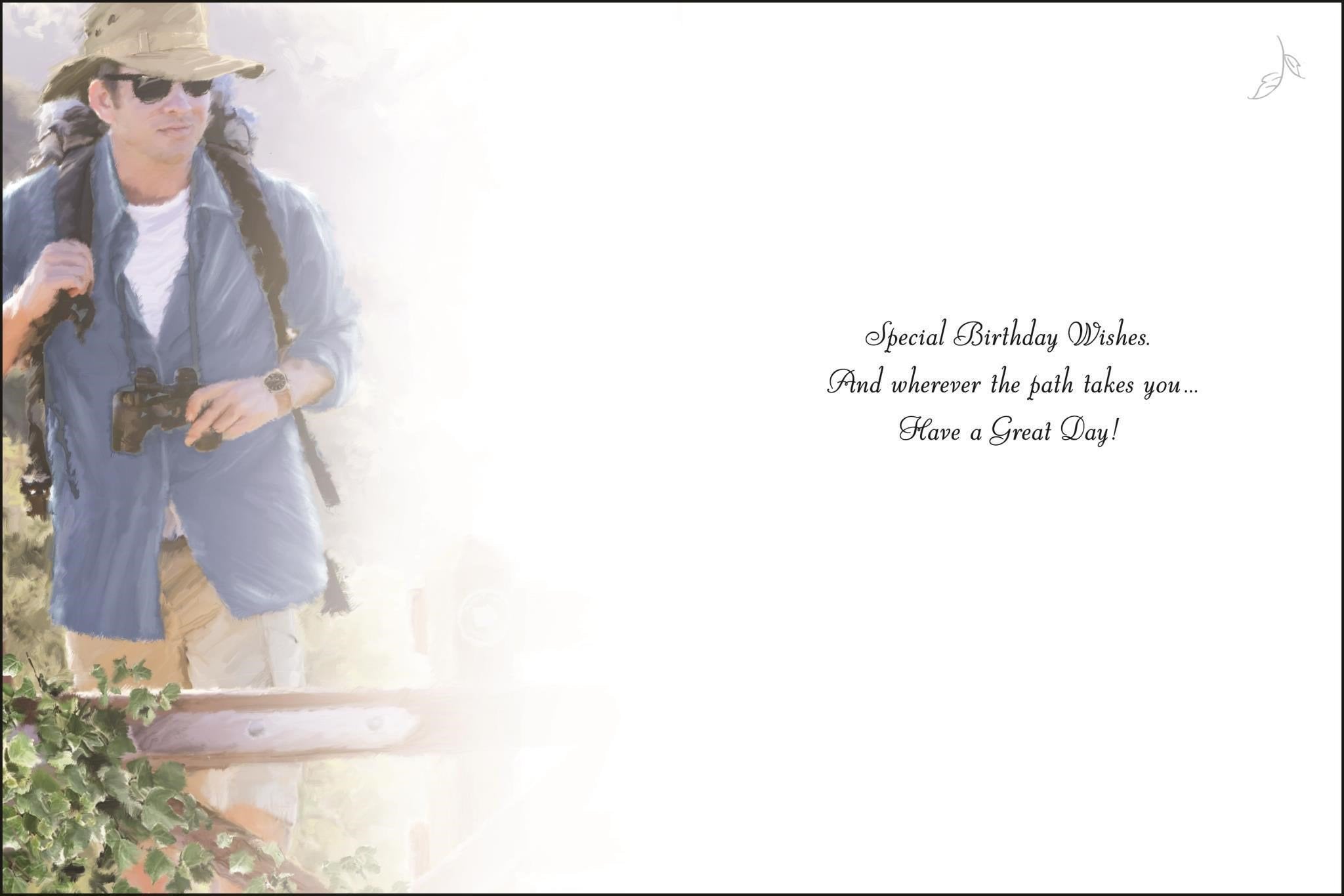 Inside of Open Male Birthday Rambler Greetings Card