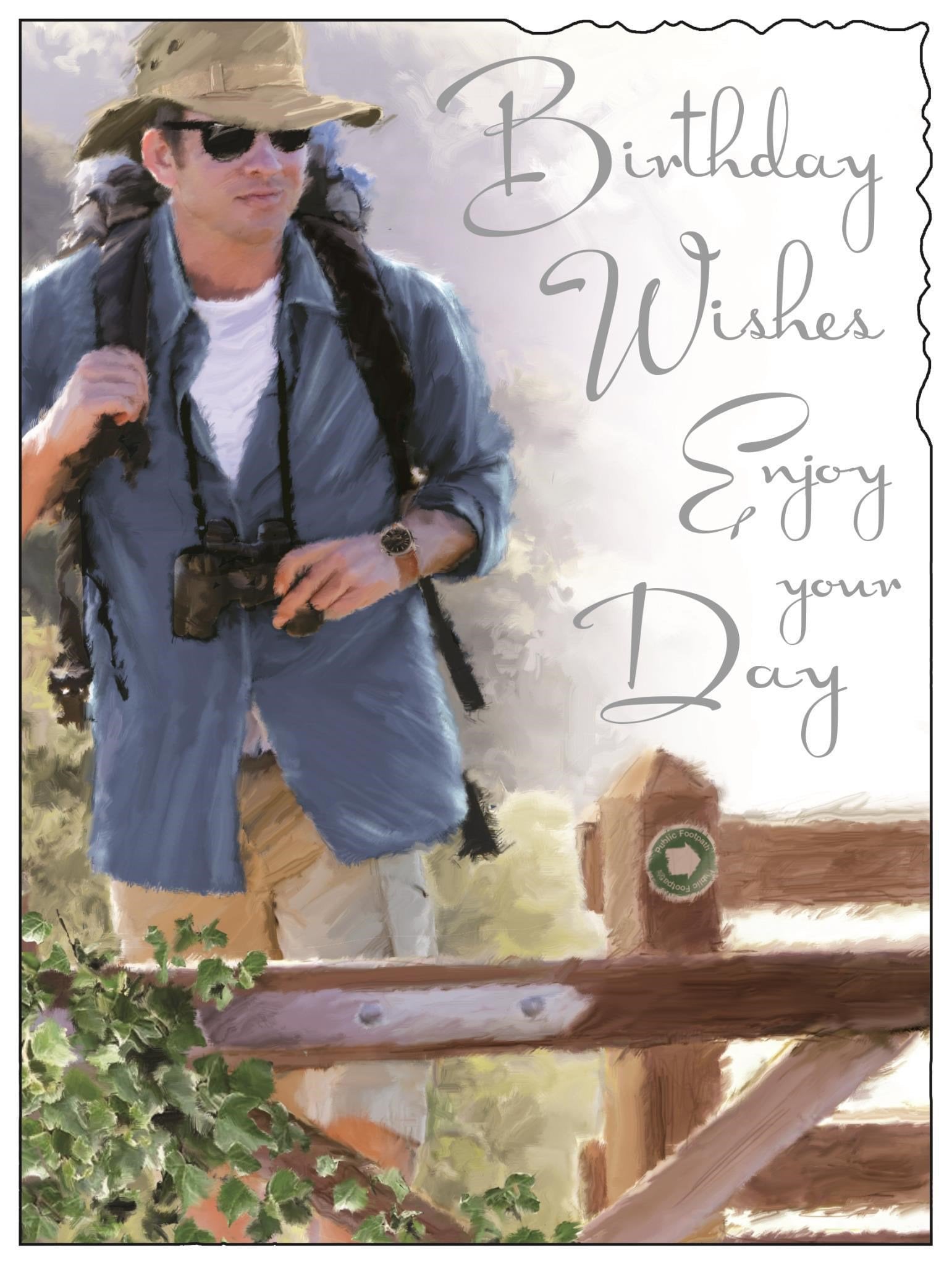 Front of Open Male Birthday Rambler Greetings Card