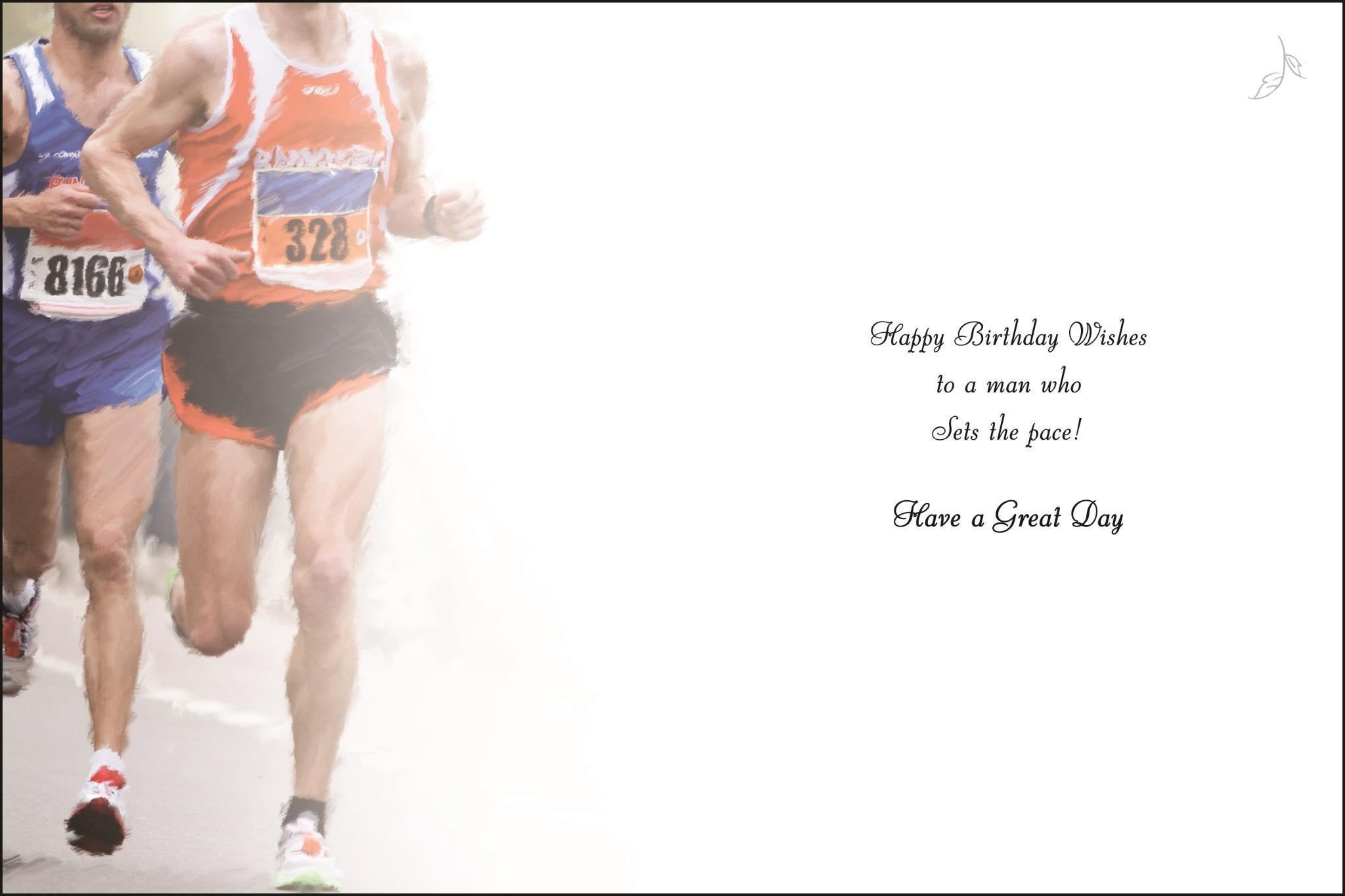 Inside of Open Male Birthday Runner Greetings Card