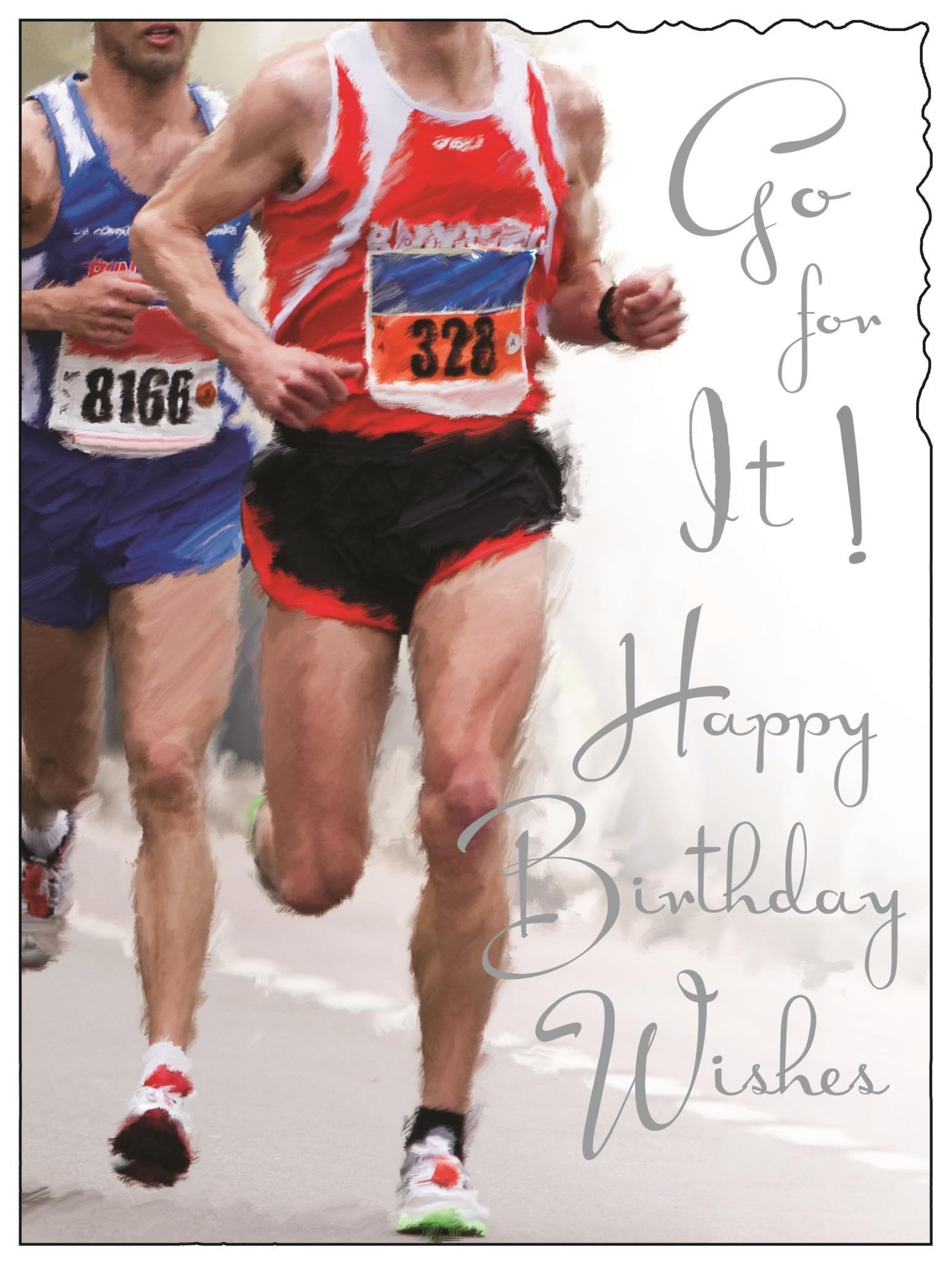 Front of Open Male Birthday Runner Greetings Card