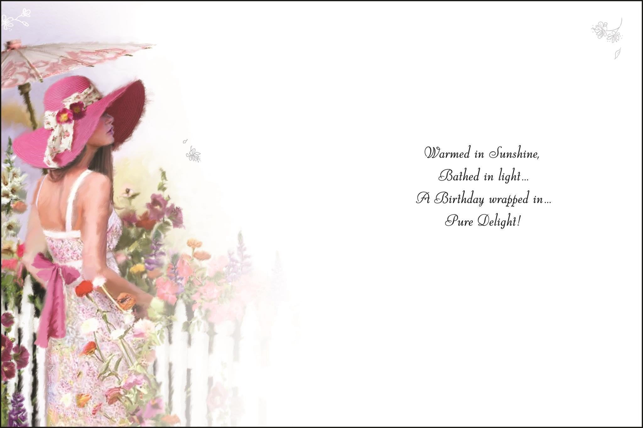 Inside of Open Female Birthday Picket Fence Greetings Card
