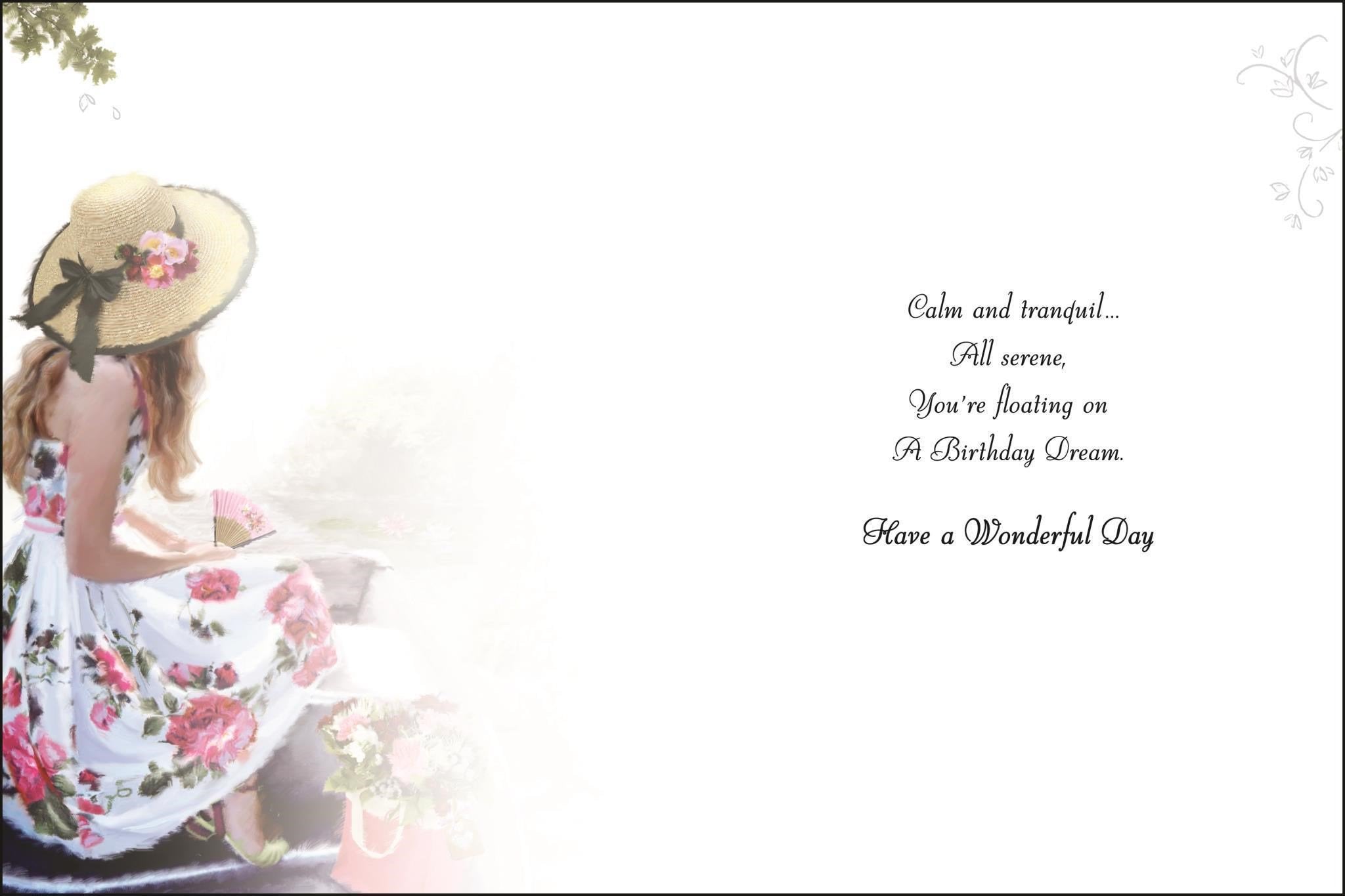 Inside of Open Female Birthday Girl In Boat Greetings Card