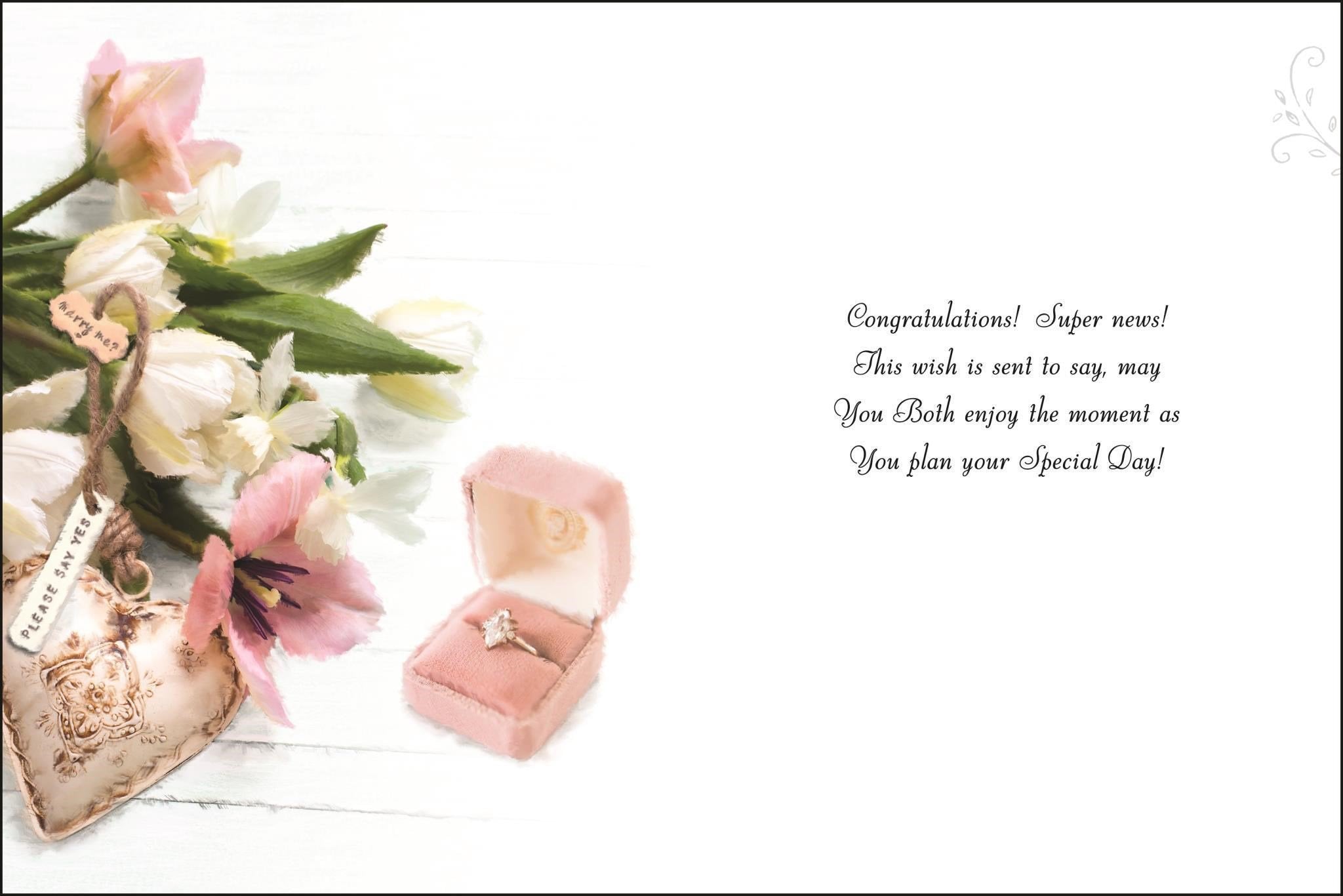 Inside of Engagement Heart & Tags Greetings Card