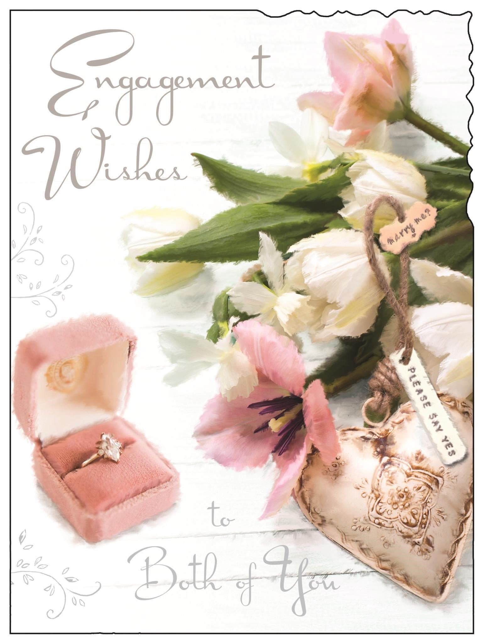 Front of Engagement Heart & Tags Greetings Card