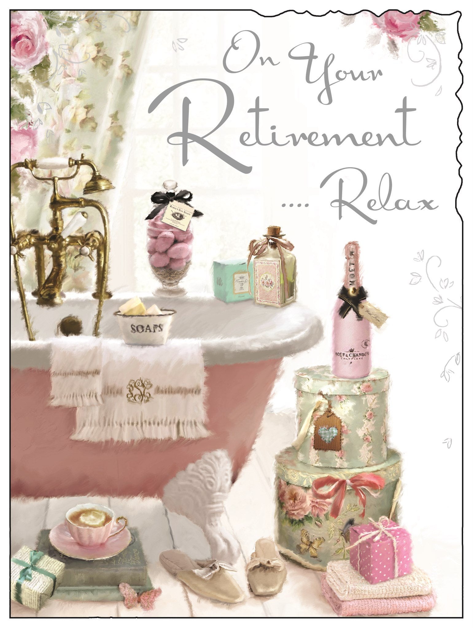 Front of Retirement Relax Bathroom Greetings Card