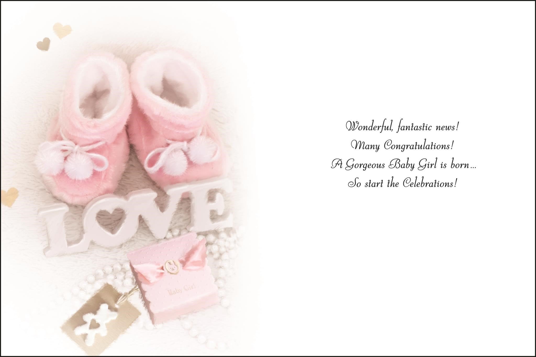 Inside of New Baby Girl Cherish Greetings Card