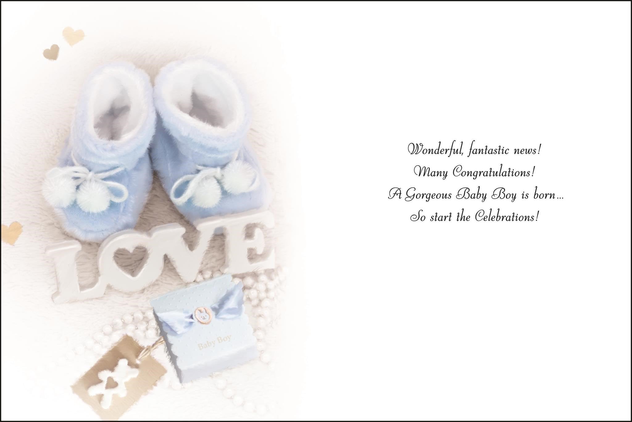 Inside of New Baby Boy Cherish Greetings Card
