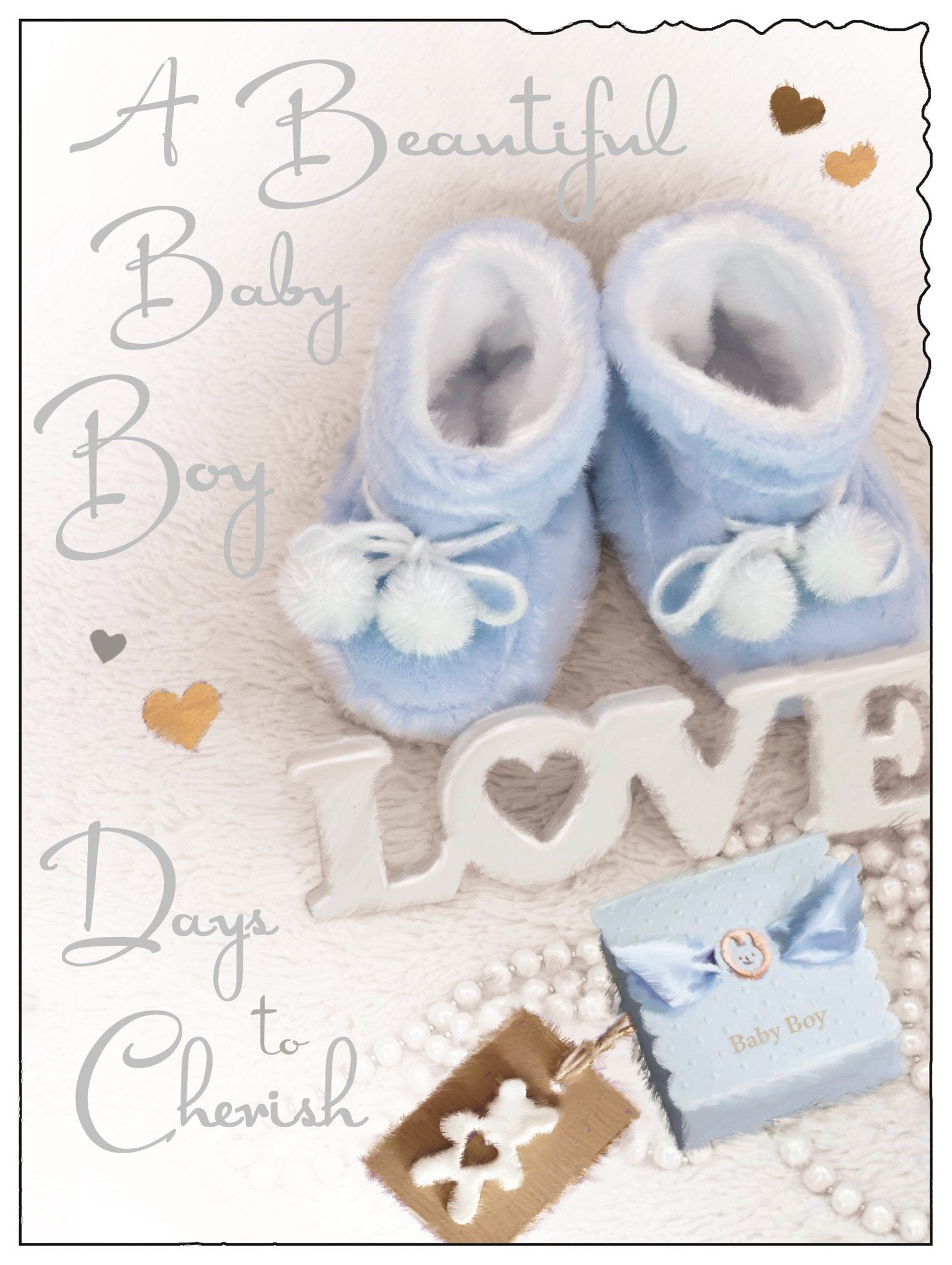 Front of New Baby Boy Cherish Greetings Card