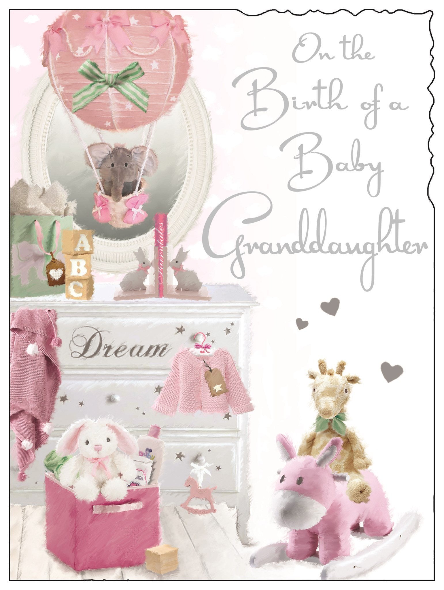 Front of Birth of Baby Granddaughter Greetings Card