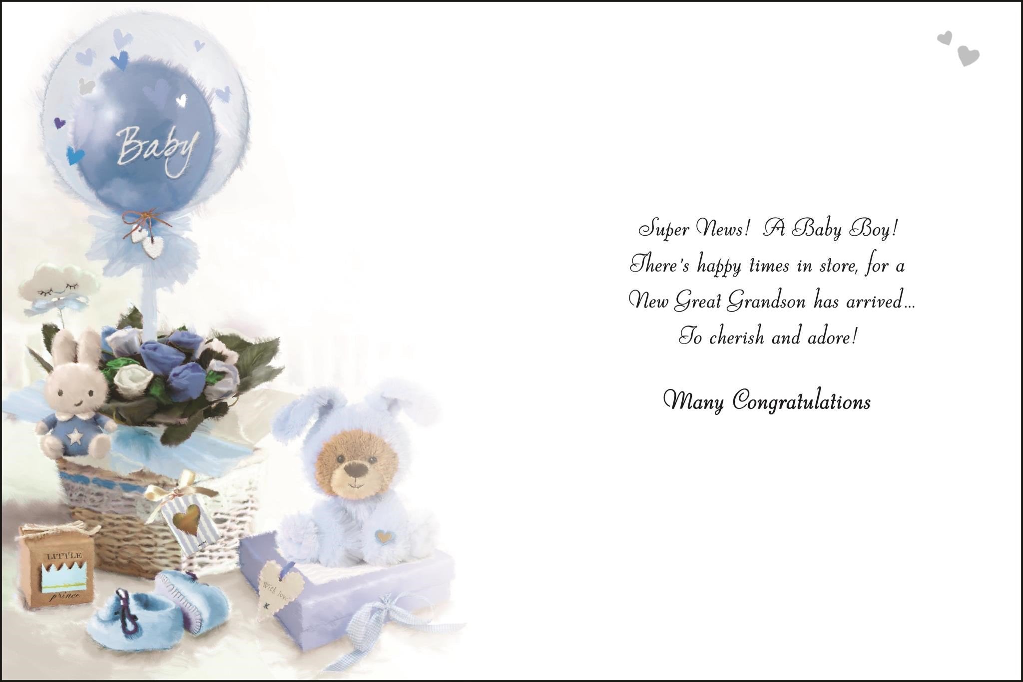 Inside of Congrats New Great Grandson Greetings Card