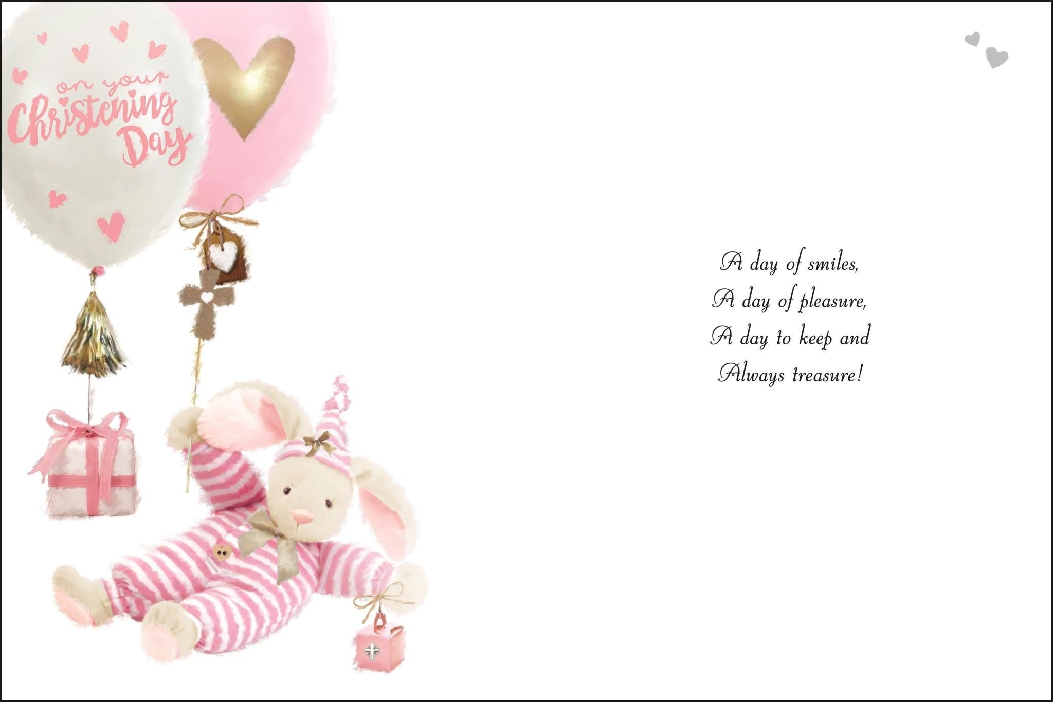 Inside of Christening Day Girl Special Wishes Greetings Card