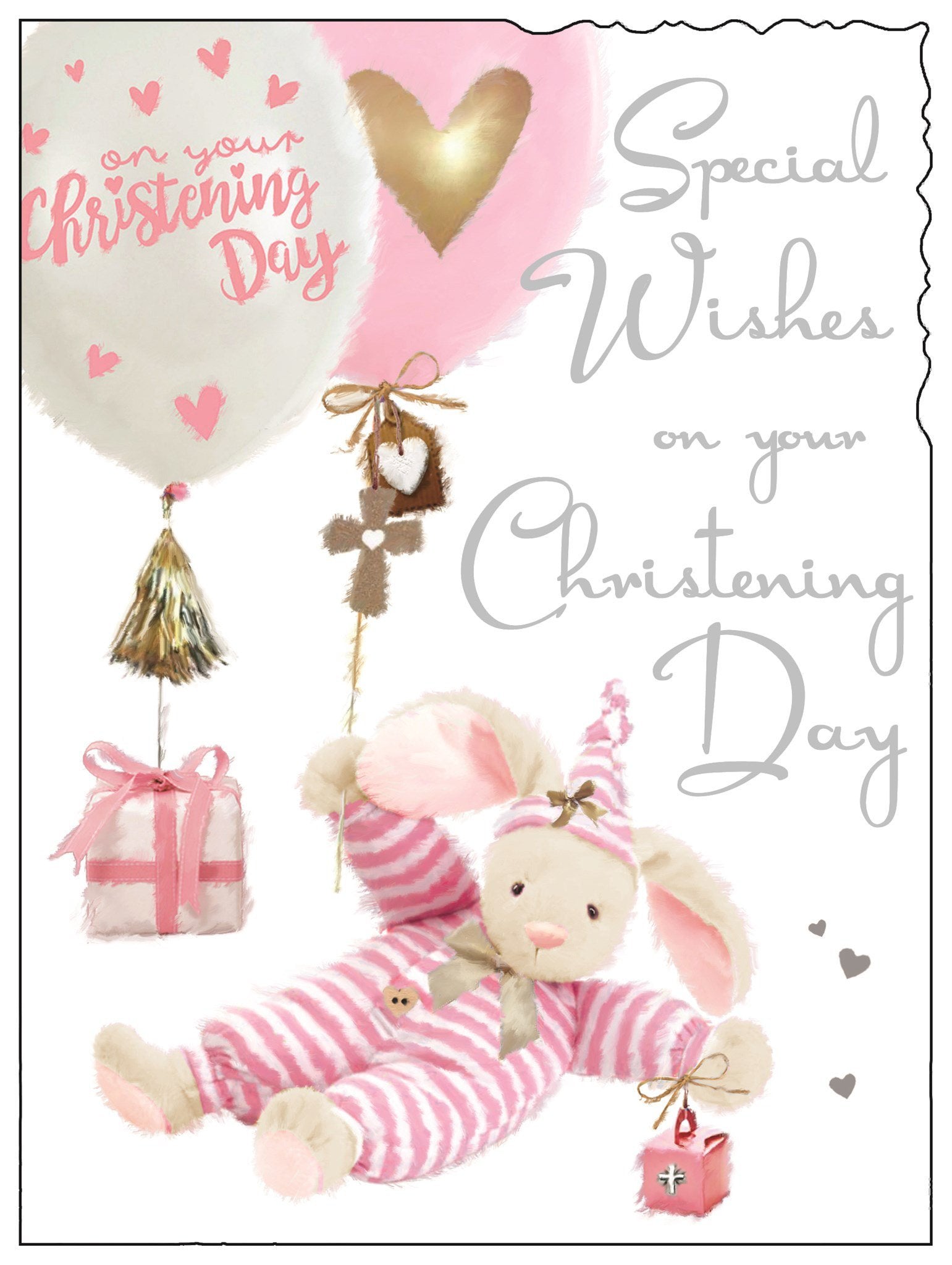 Front of Christening Day Girl Special Wishes Greetings Card