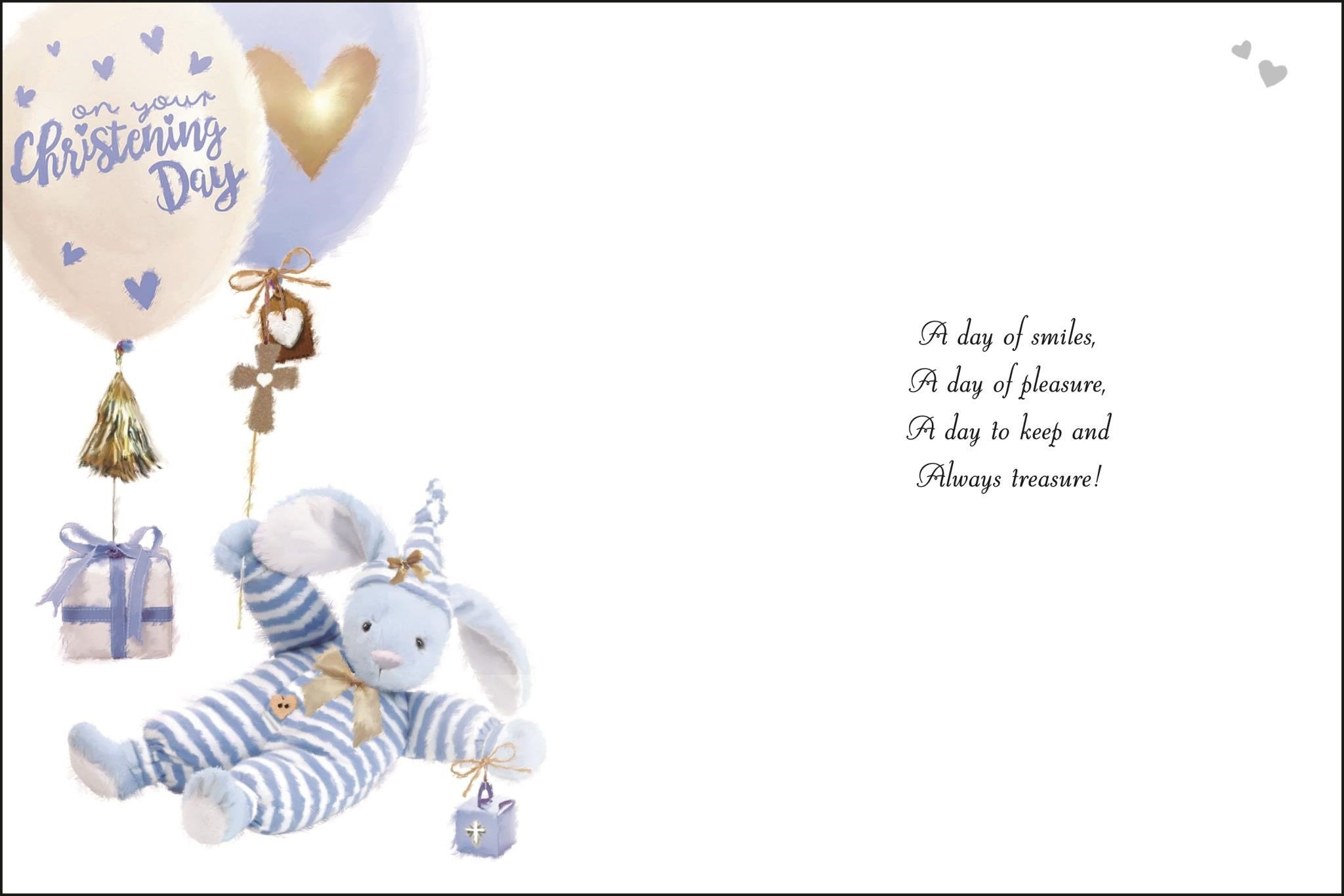 Inside of Christening Day Boy Special Wishes Greetings Card