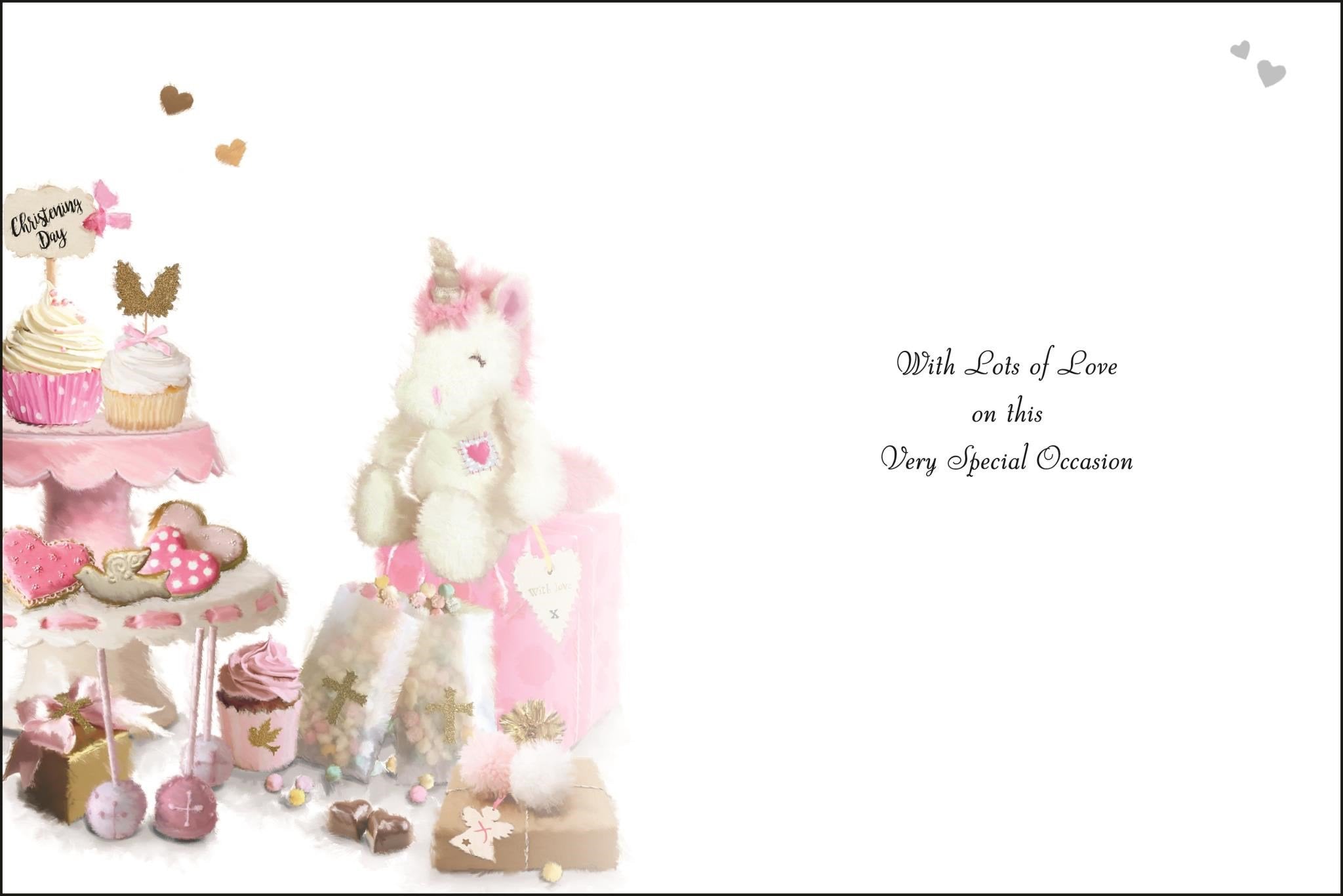 Inside of Christening Special Goddaughter Greetings Card
