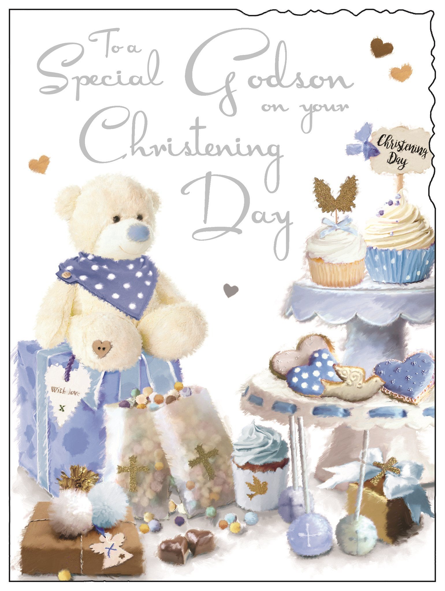 Front of Christening Special Godson Greetings Card