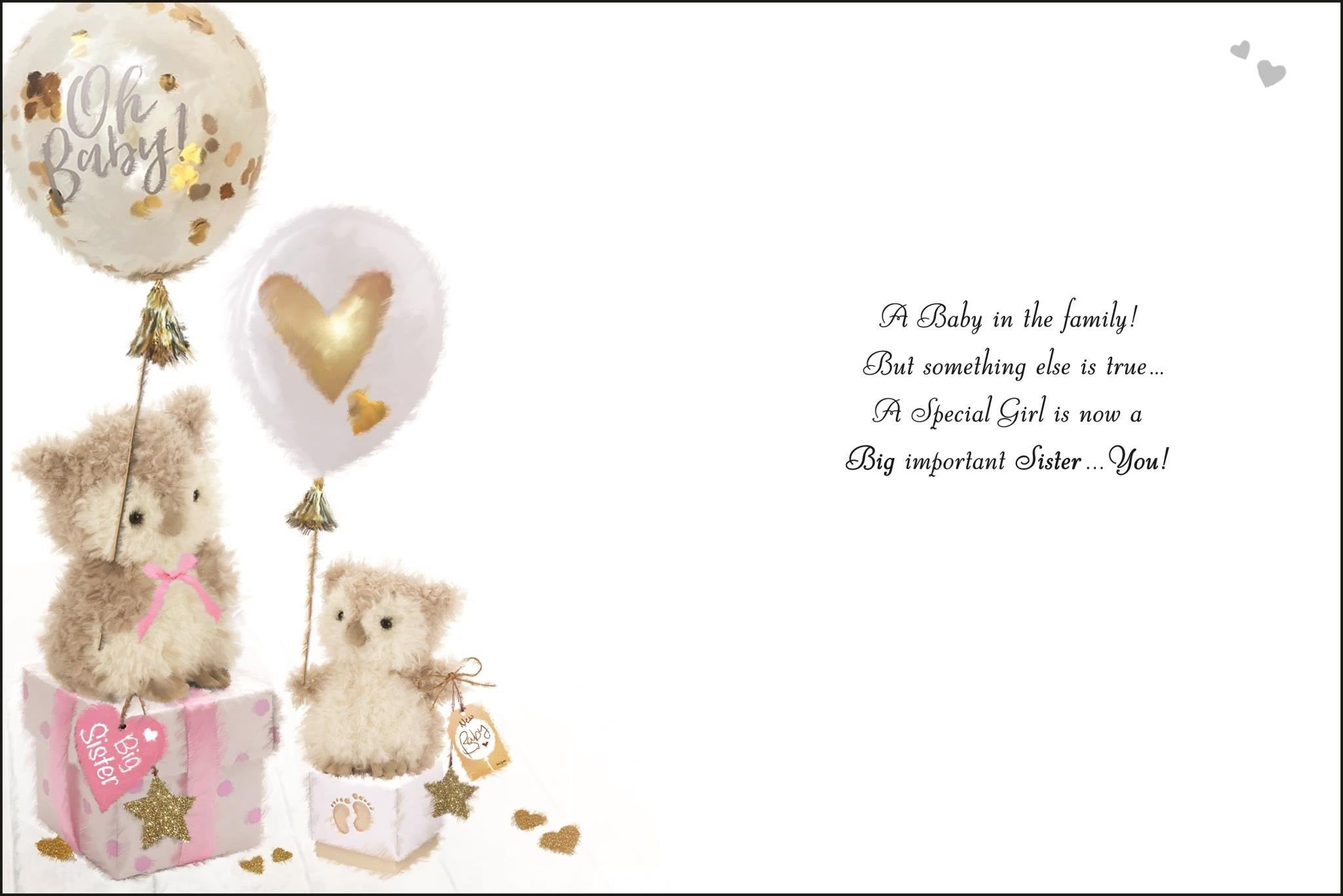 Inside of Hooray Special Big Sister Greetings Card